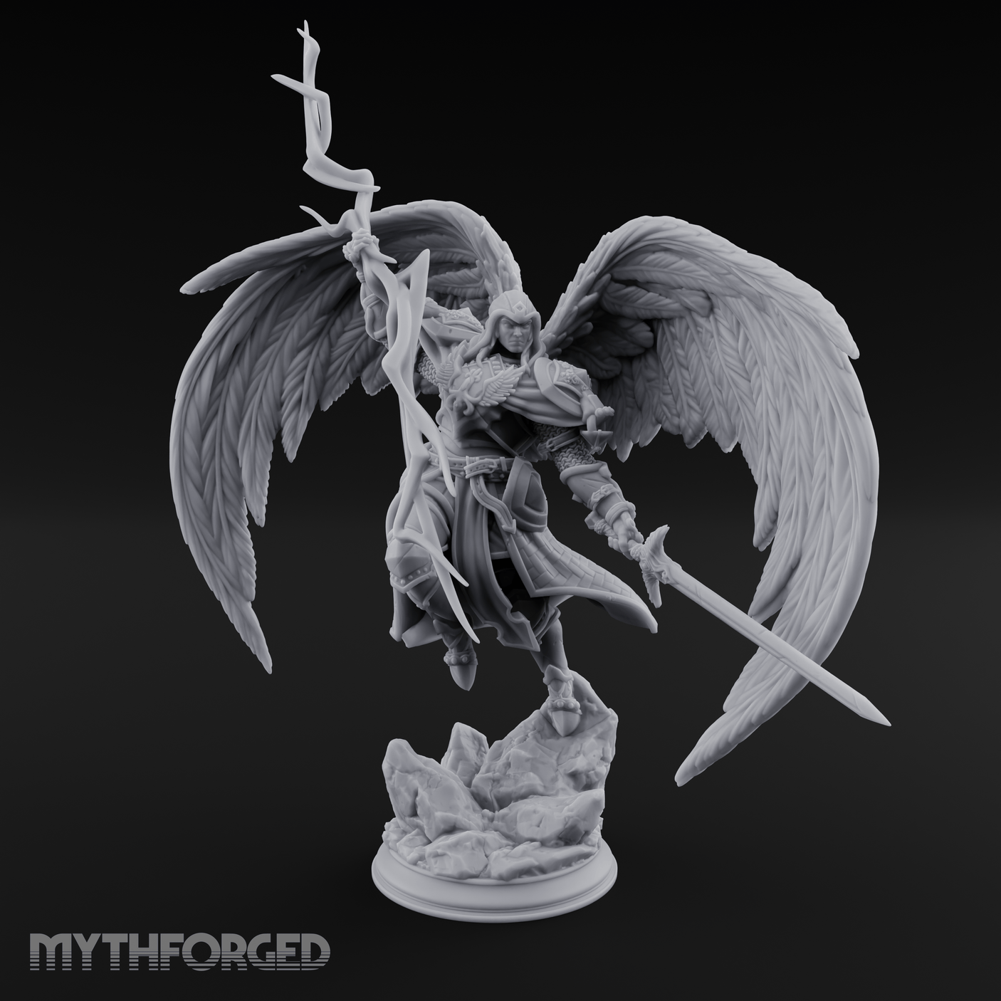 Crackling Ascended Angel Paladin Miniature for Dungeons and Dragons, Pathfinder or other TTRPGs