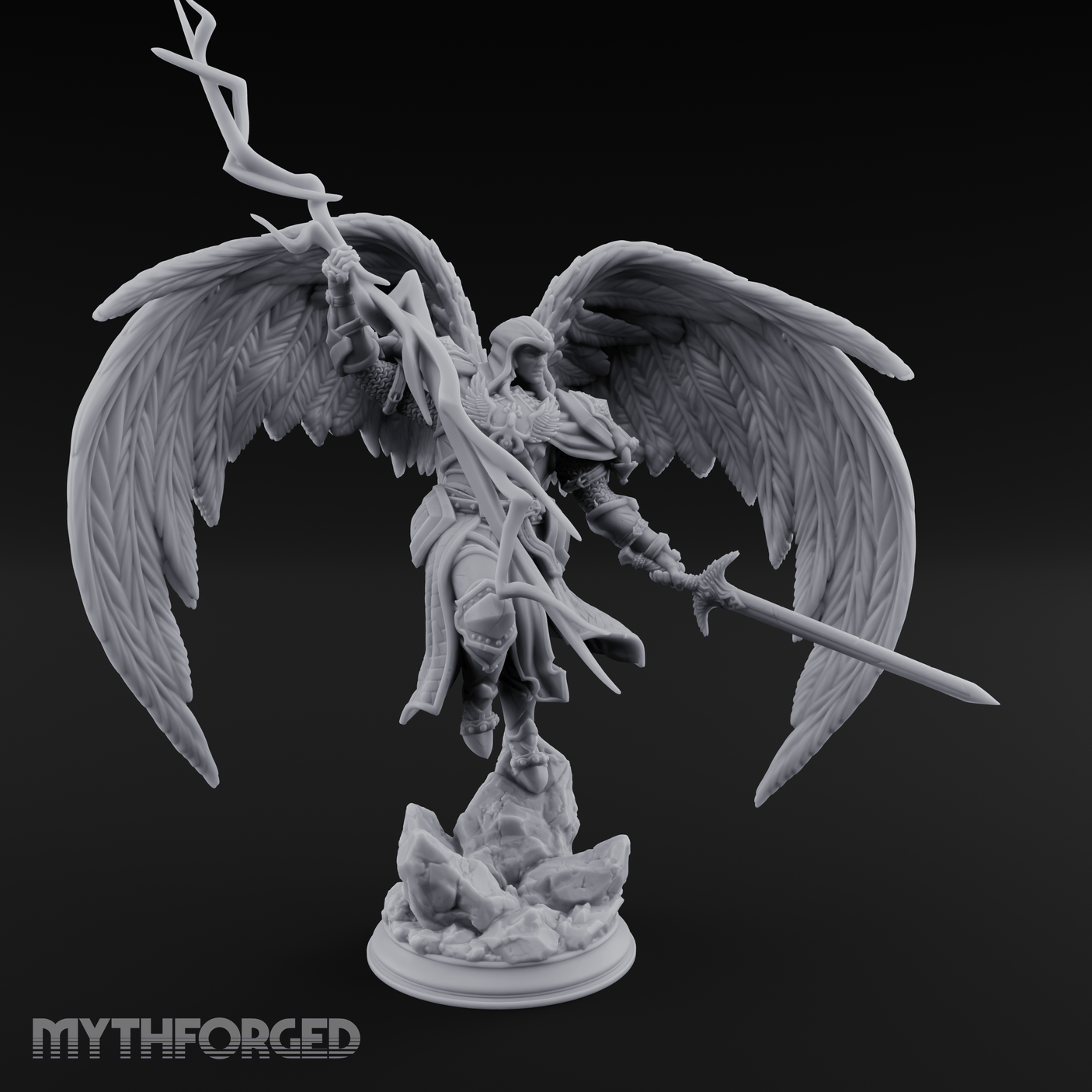 Crackling Ascended Angel Paladin Miniature for Dungeons and Dragons, Pathfinder or other TTRPGs