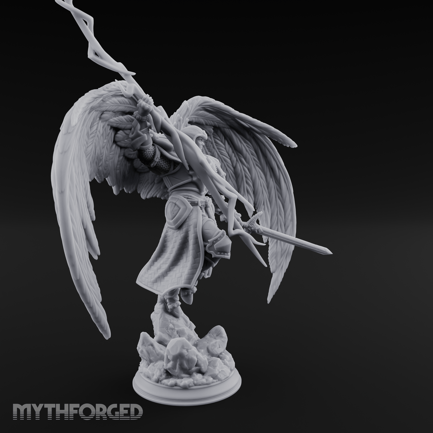 Crackling Ascended Angel Paladin Miniature for Dungeons and Dragons, Pathfinder or other TTRPGs