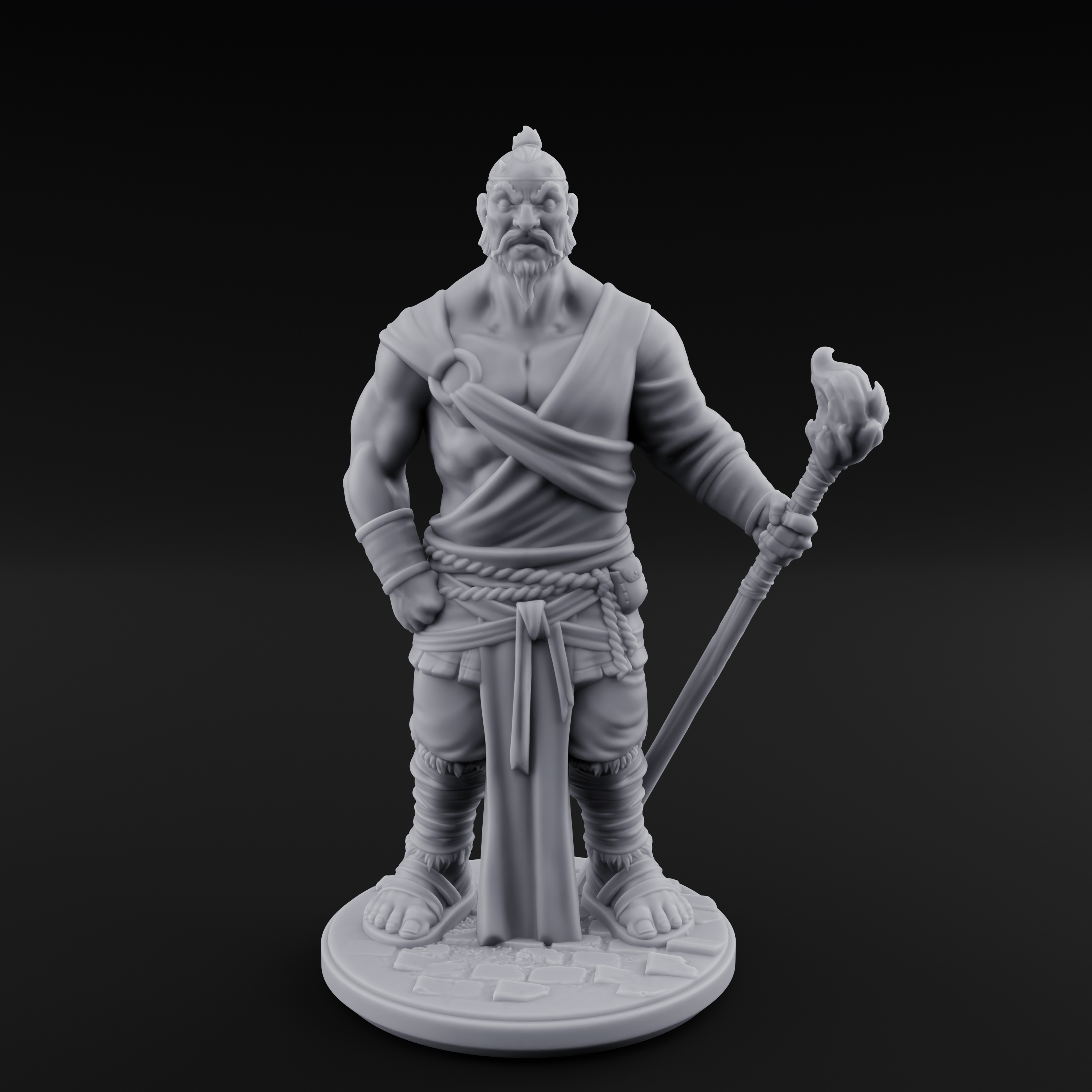 Torch Leaning Human Monk A