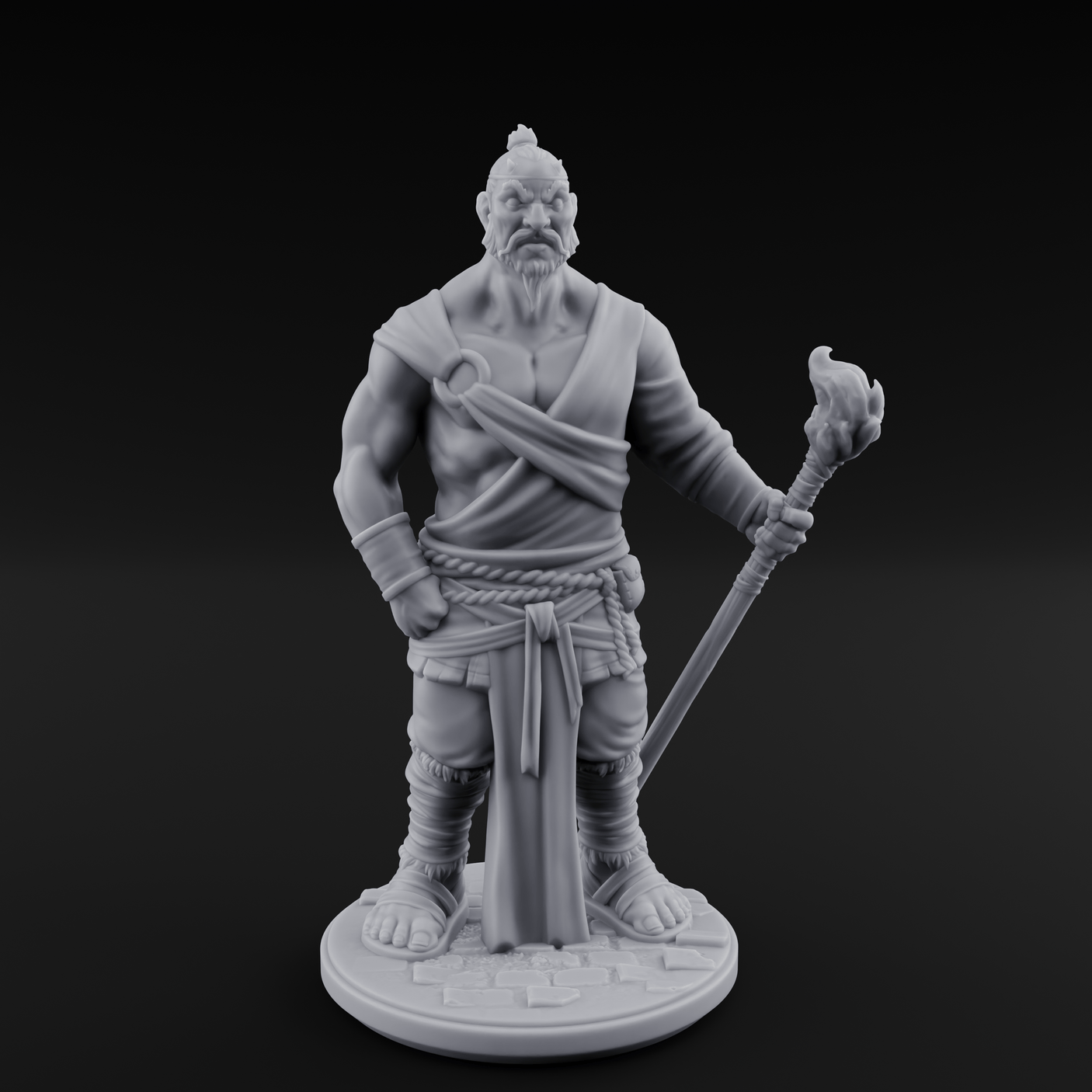 Torch Leaning Human Monks Miniature for Dungeons and Dragons, Pathfinder or other TTRPGs