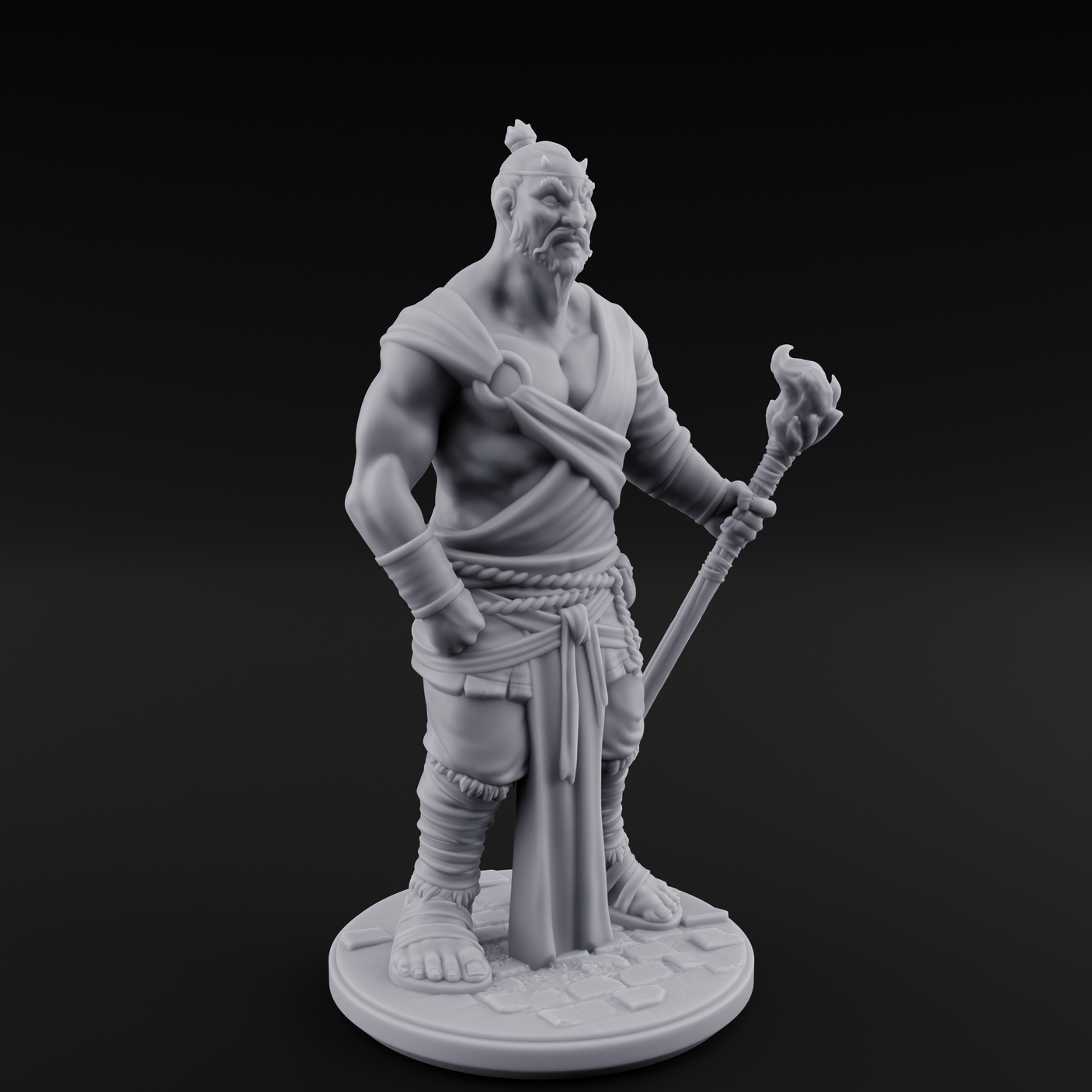 Torch Leaning Human Monks Miniature for Dungeons and Dragons, Pathfinder or other TTRPGs