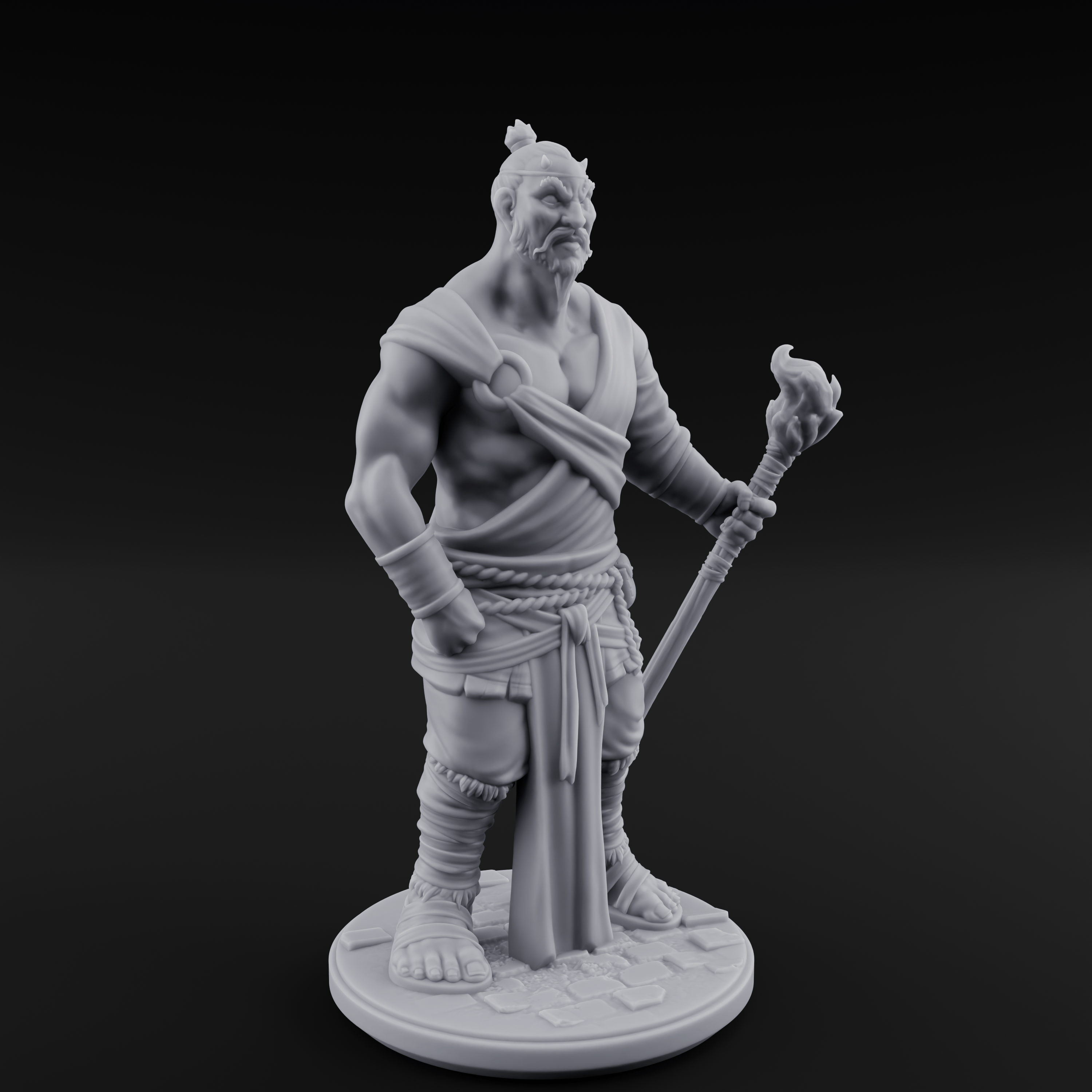 Torch Leaning Human Monk A