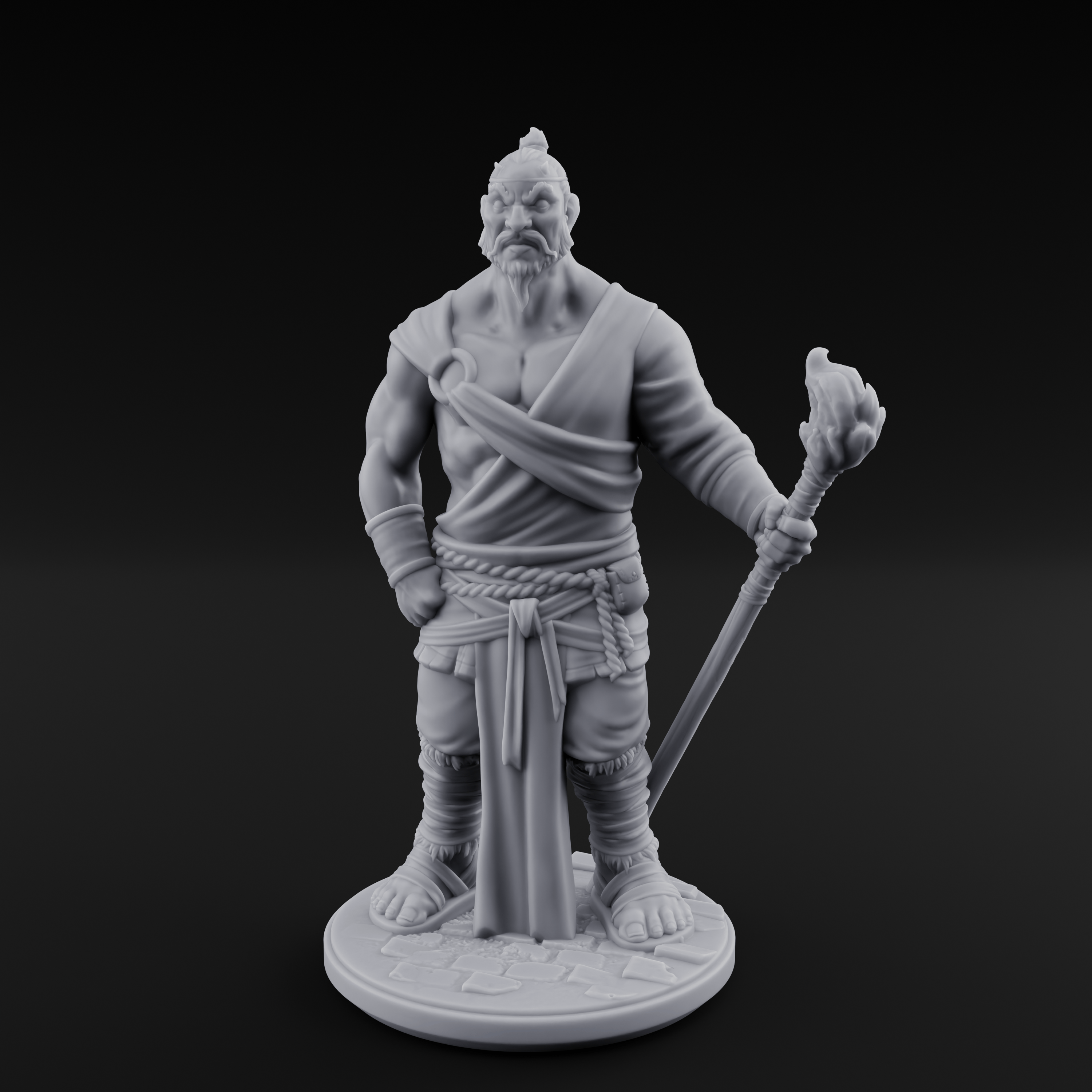 Torch Leaning Human Monk A