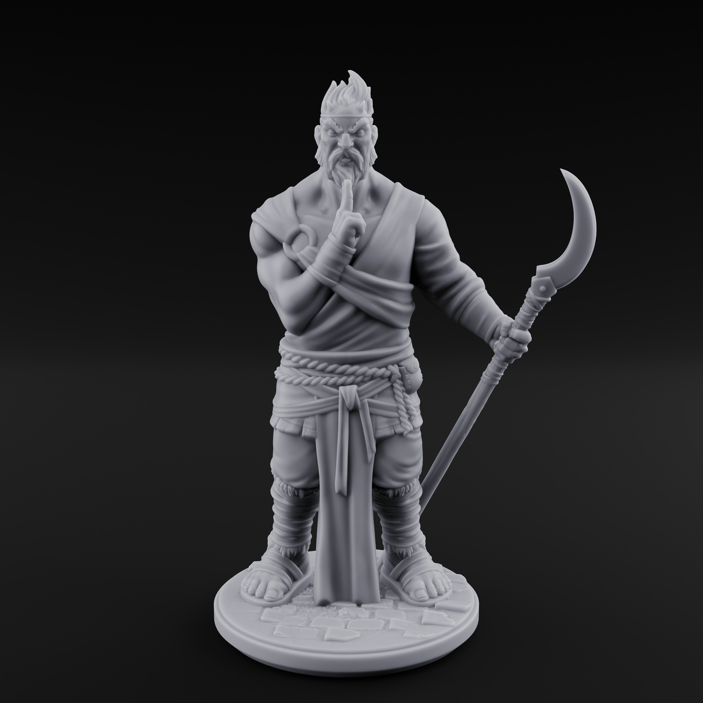 Torch Leaning Human Monk B Miniature for Dungeons and Dragons, Pathfinder or other TTRPGs