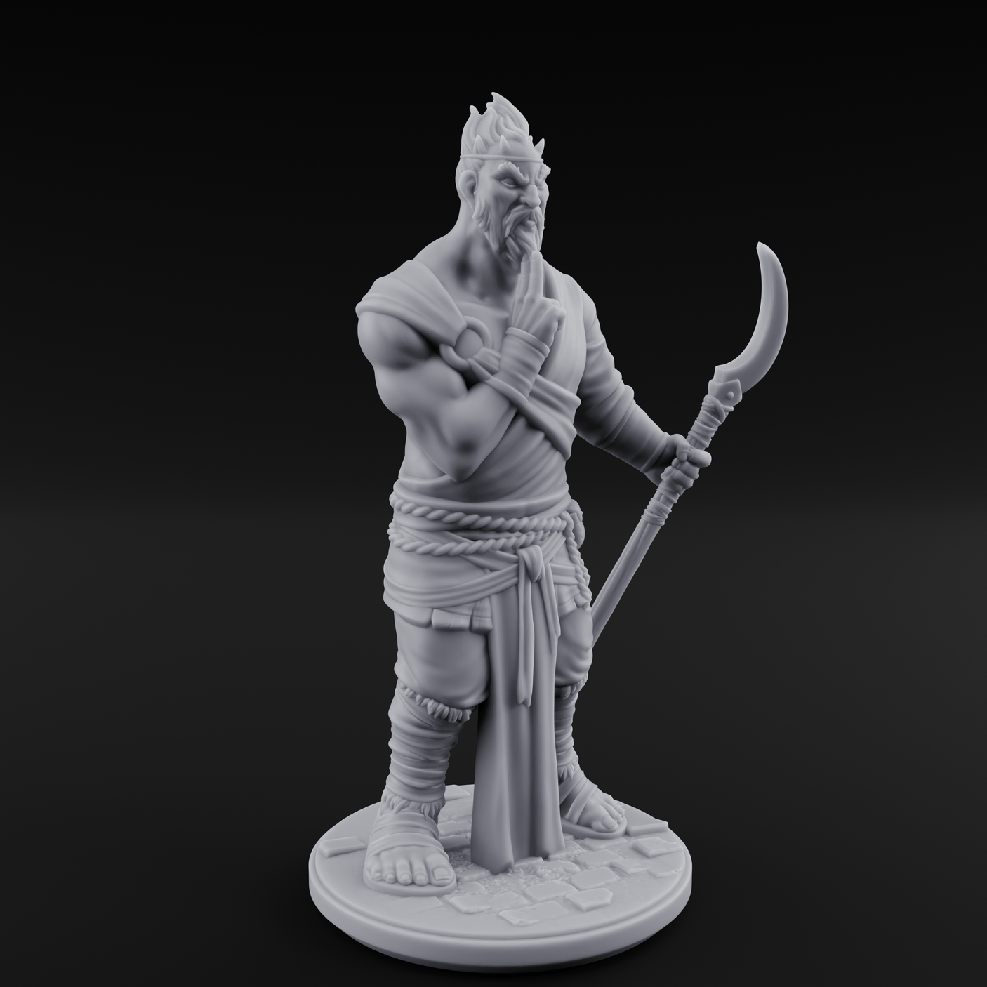 Torch Leaning Human Monk B Miniature for Dungeons and Dragons, Pathfinder or other TTRPGs