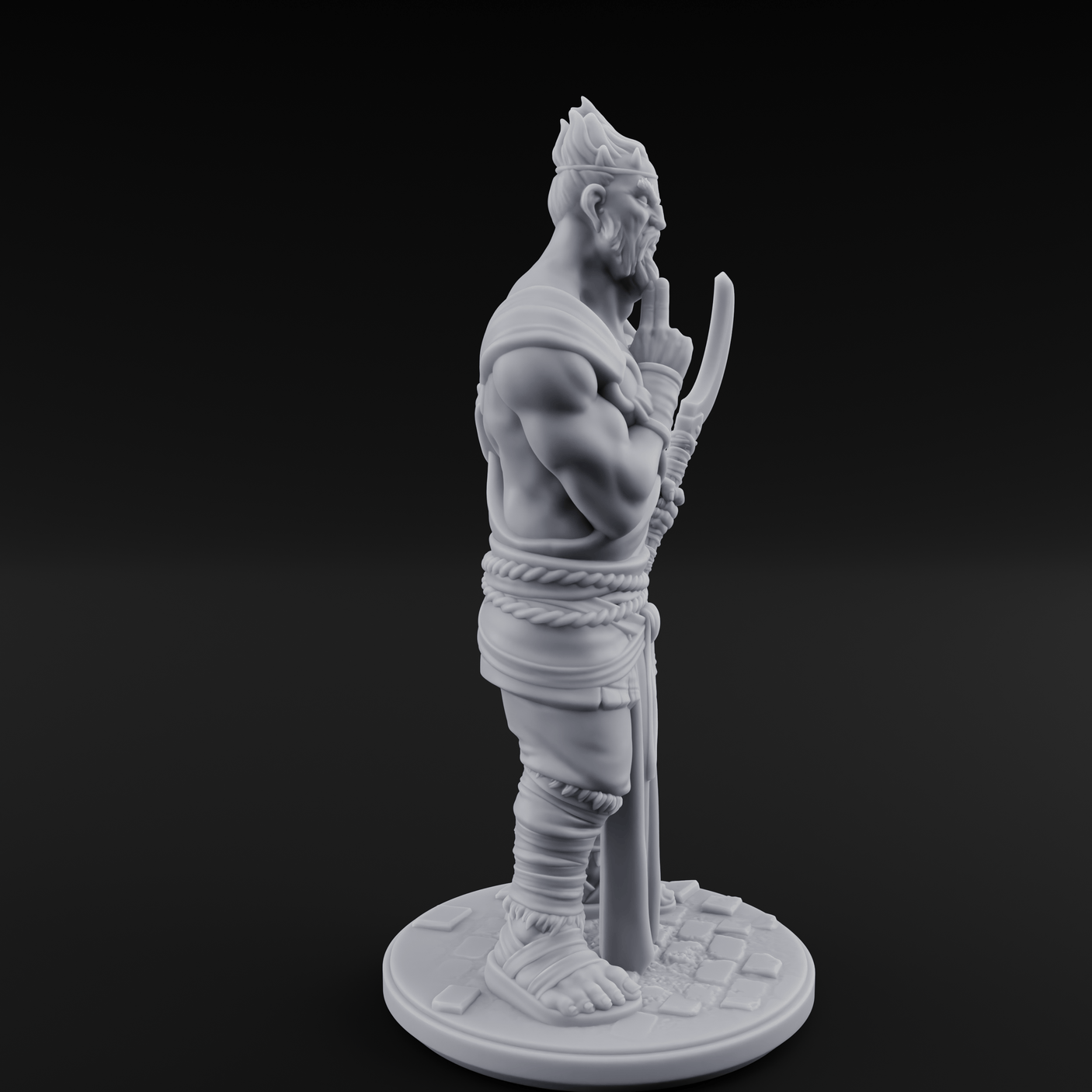 Torch Leaning Human Monk B Miniature for Dungeons and Dragons, Pathfinder or other TTRPGs