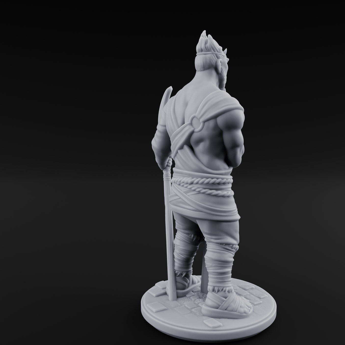 Torch Leaning Human Monk B Miniature for Dungeons and Dragons, Pathfinder or other TTRPGs