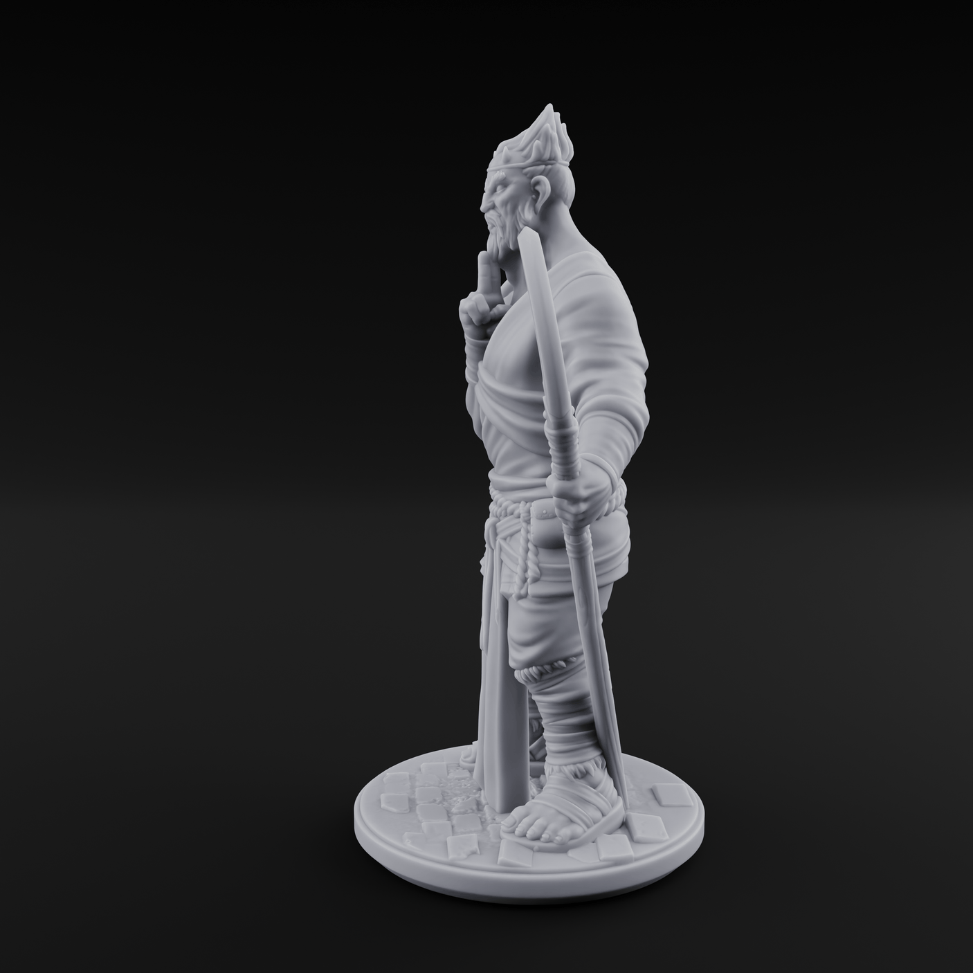 Torch Leaning Human Monk B Miniature for Dungeons and Dragons, Pathfinder or other TTRPGs