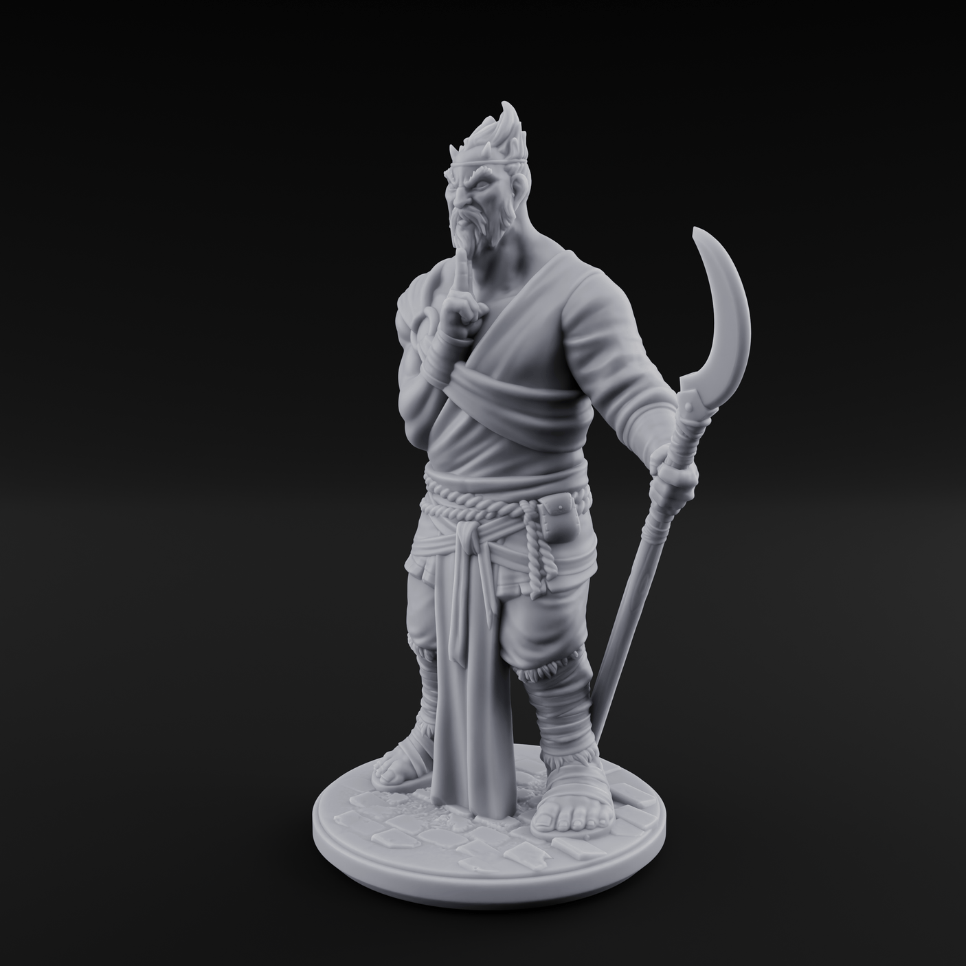 Torch Leaning Human Monk B Miniature for Dungeons and Dragons, Pathfinder or other TTRPGs