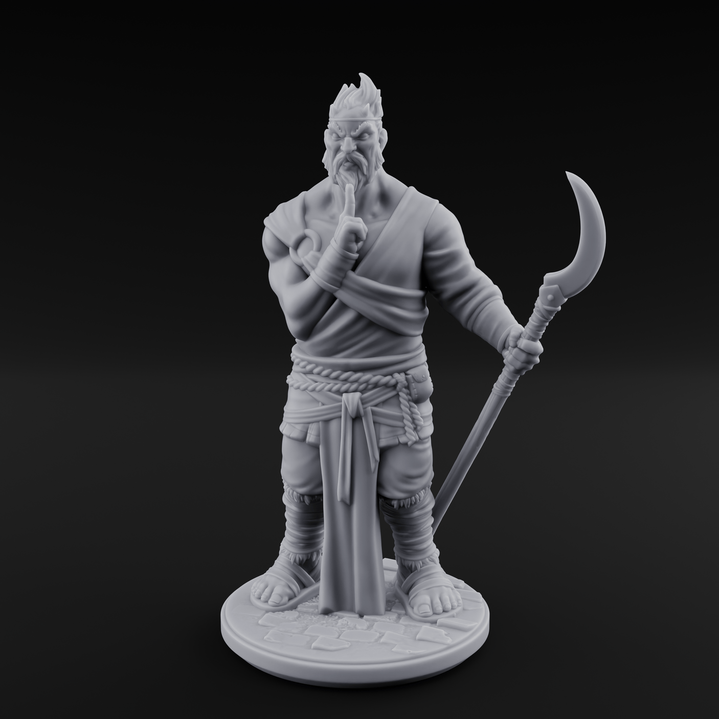 Torch Leaning Human Monk B Miniature for Dungeons and Dragons, Pathfinder or other TTRPGs
