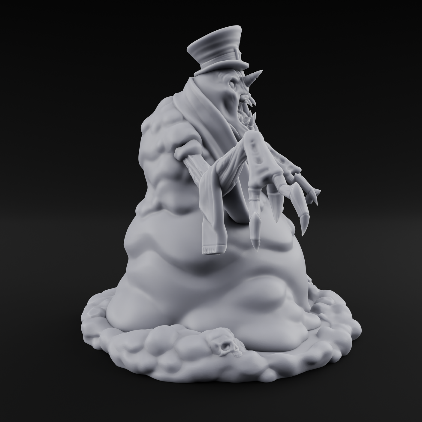 Skull Hoarding Top Hat Evil Snowman Miniature for Dungeons and Dragons, Pathfinder or other TTRPGs