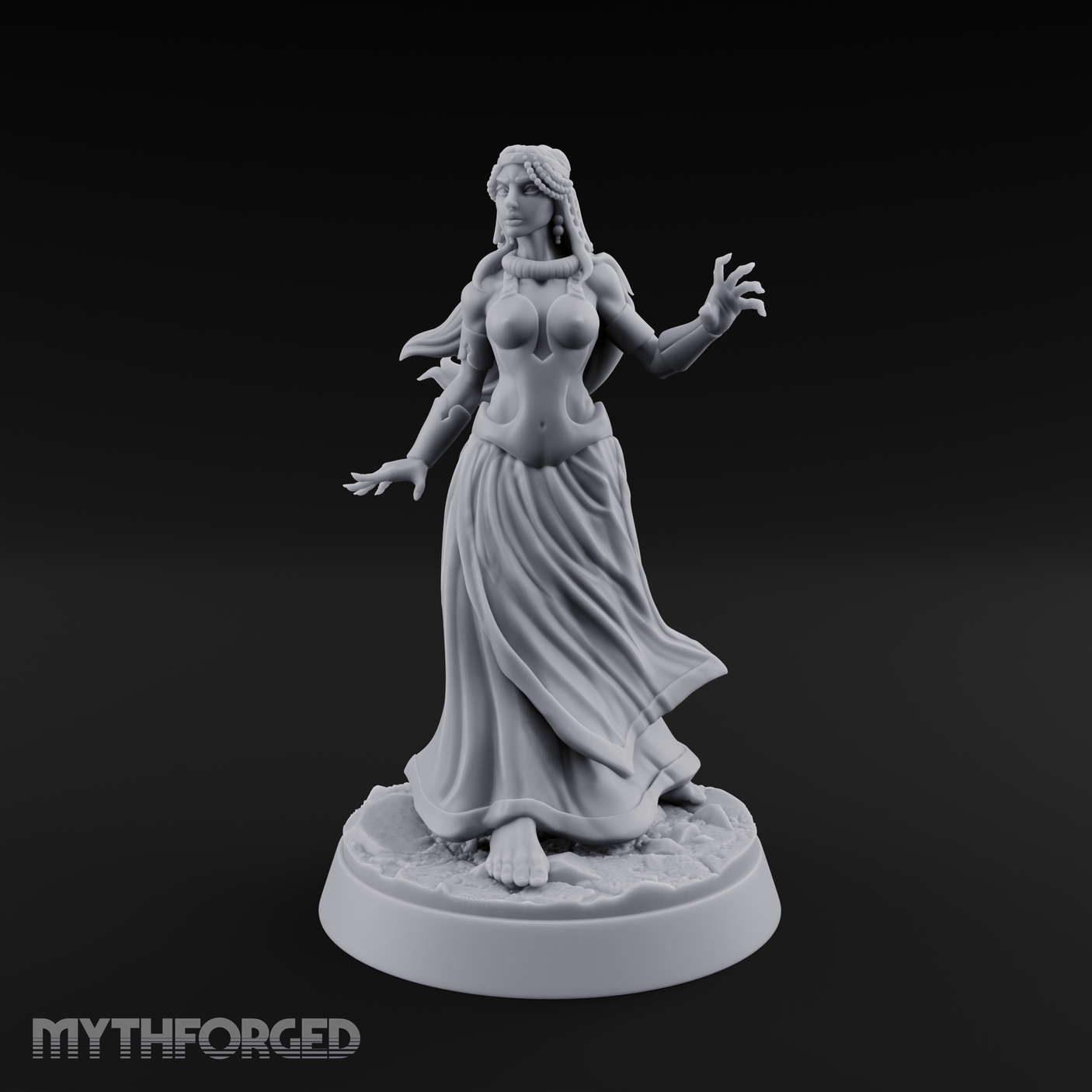 Hands Gesturing Freely Human Enchantress Miniature for Dungeons and Dragons, Pathfinder or other TTRPGs