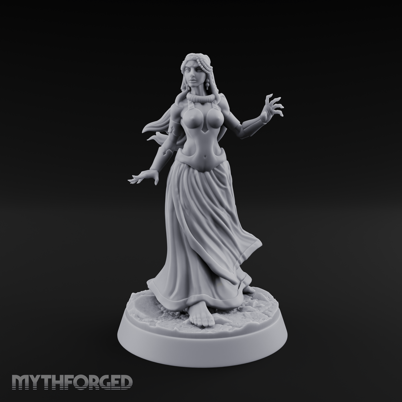 Hands Gesturing Freely Human Enchantress Miniature for Dungeons and Dragons, Pathfinder or other TTRPGs