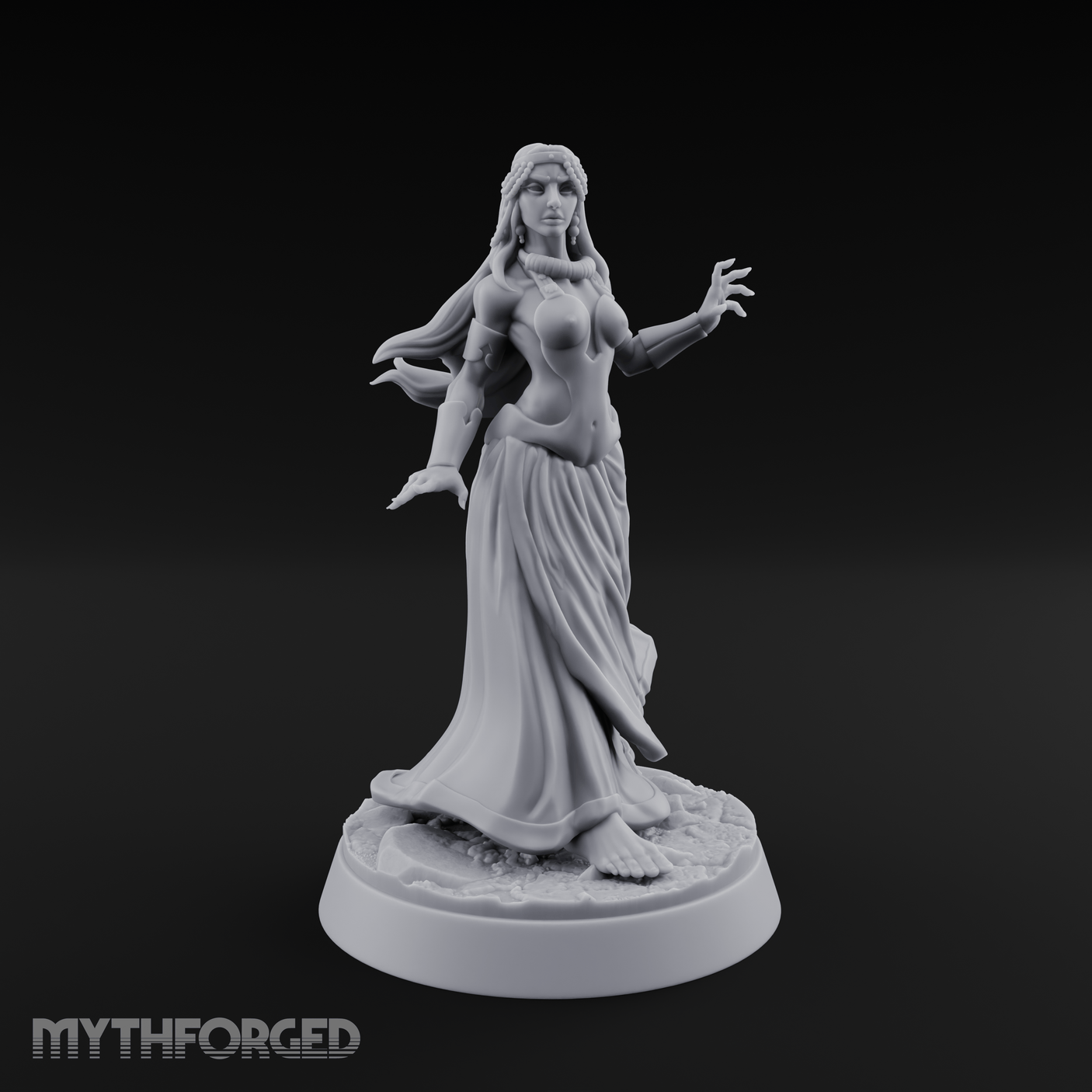 Hands Gesturing Freely Human Enchantress Miniature for Dungeons and Dragons, Pathfinder or other TTRPGs