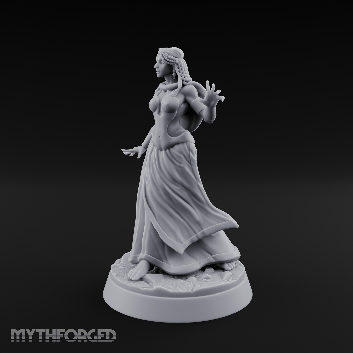 Hands Gesturing Freely Human Enchantress Miniature for Dungeons and Dragons, Pathfinder or other TTRPGs