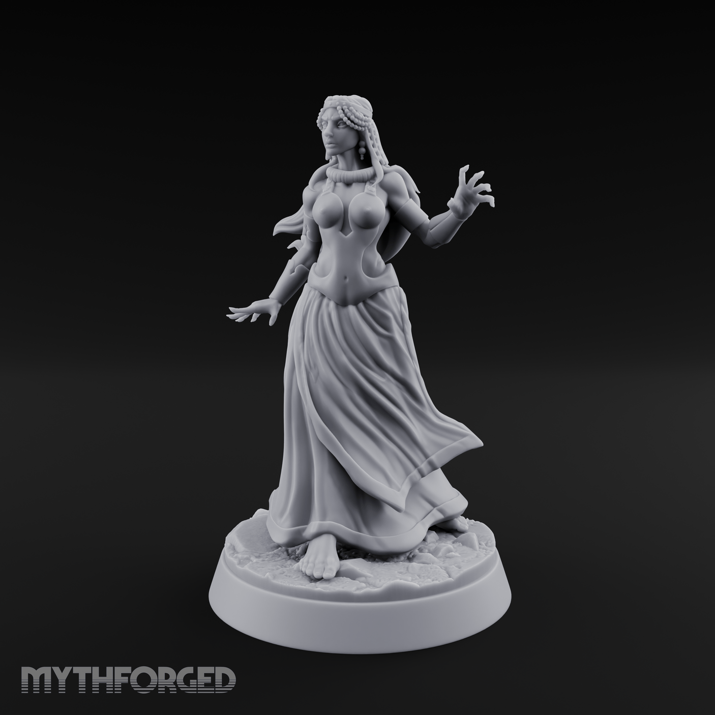 Hands Gesturing Freely Human Enchantress Miniature for Dungeons and Dragons, Pathfinder or other TTRPGs