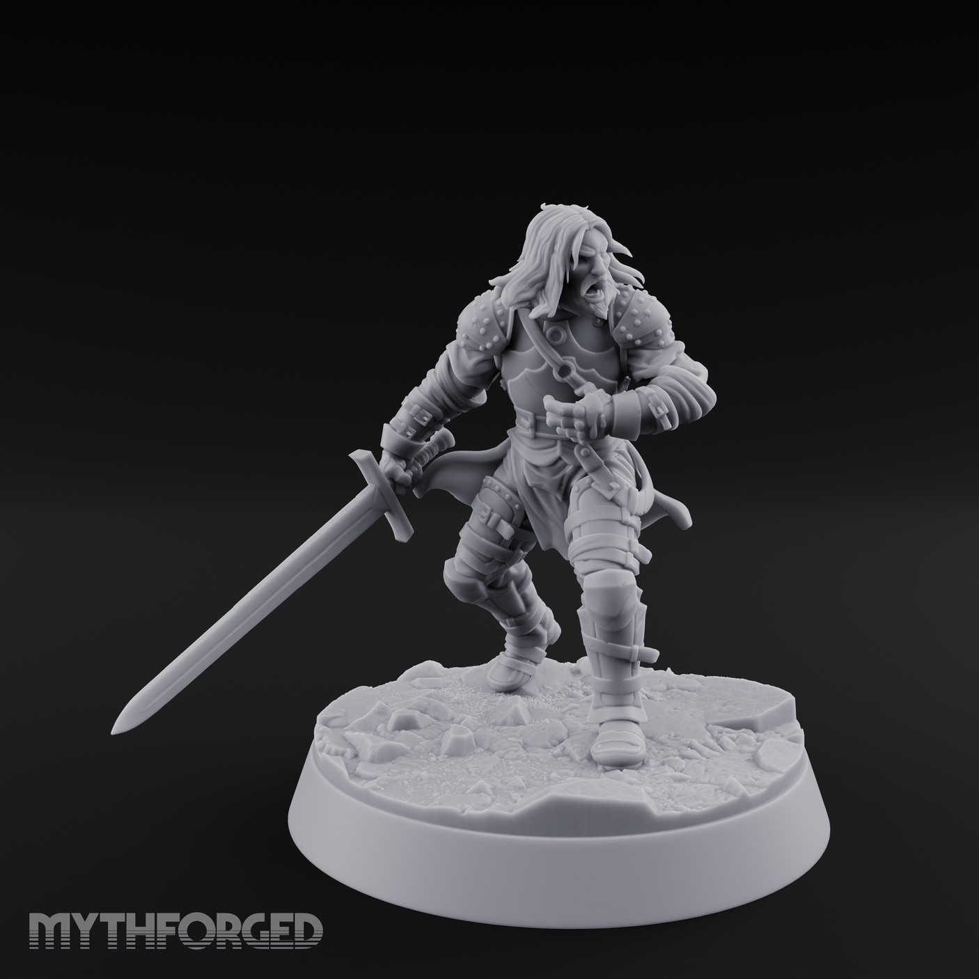Striding Forward Confident Human Warrior Miniature for Dungeons and Dragons, Pathfinder or other TTRPGs