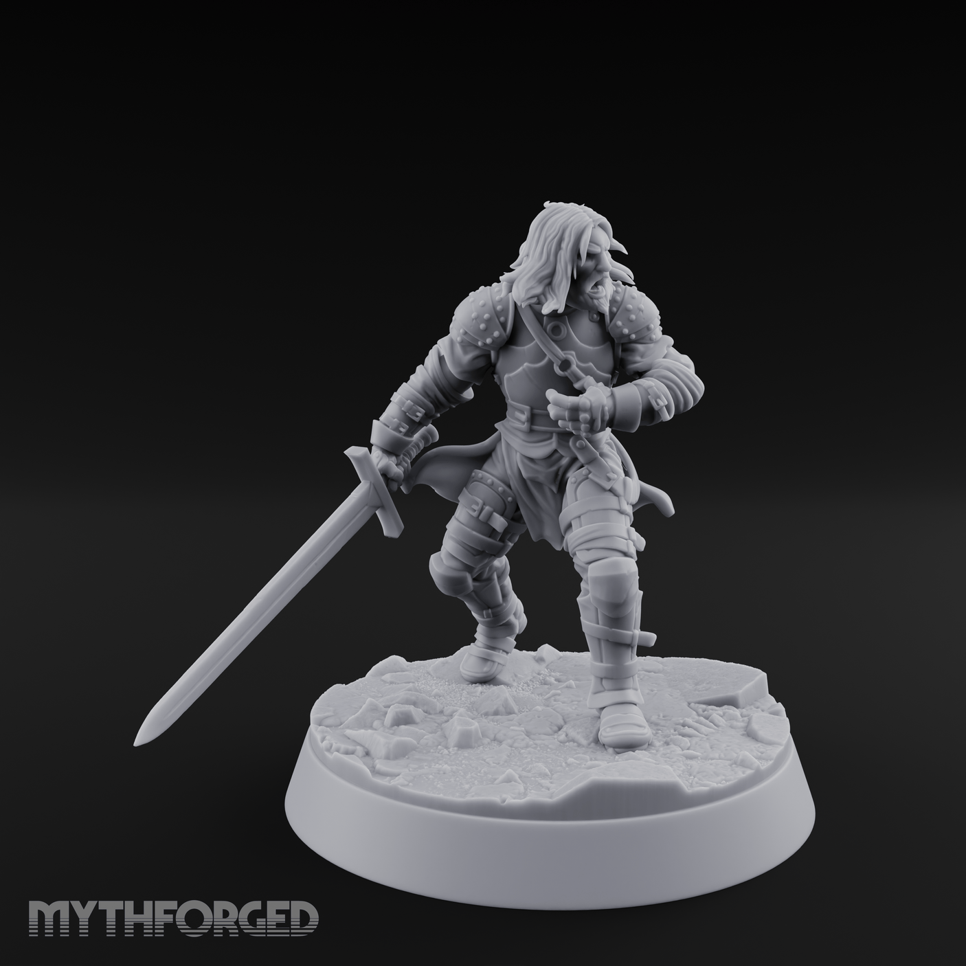 Striding Forward Confident Human Warrior Miniature for Dungeons and Dragons, Pathfinder or other TTRPGs