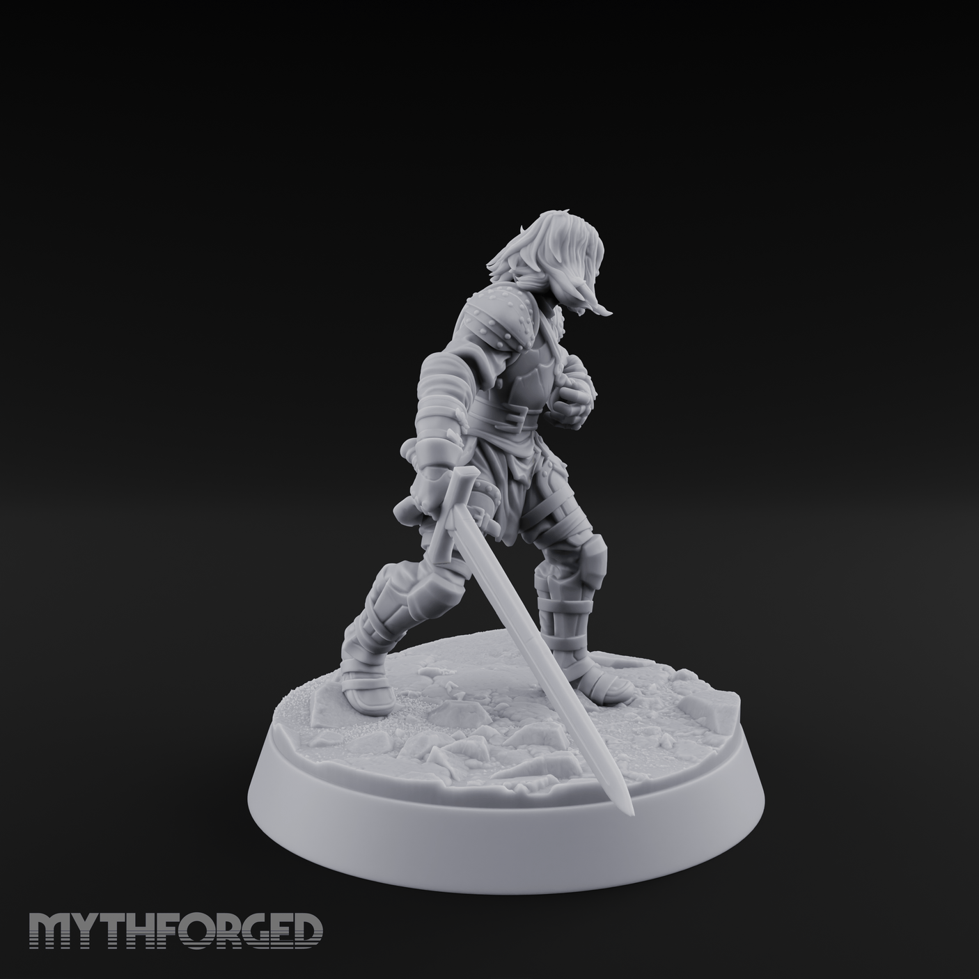 Striding Forward Confident Human Warrior Miniature for Dungeons and Dragons, Pathfinder or other TTRPGs
