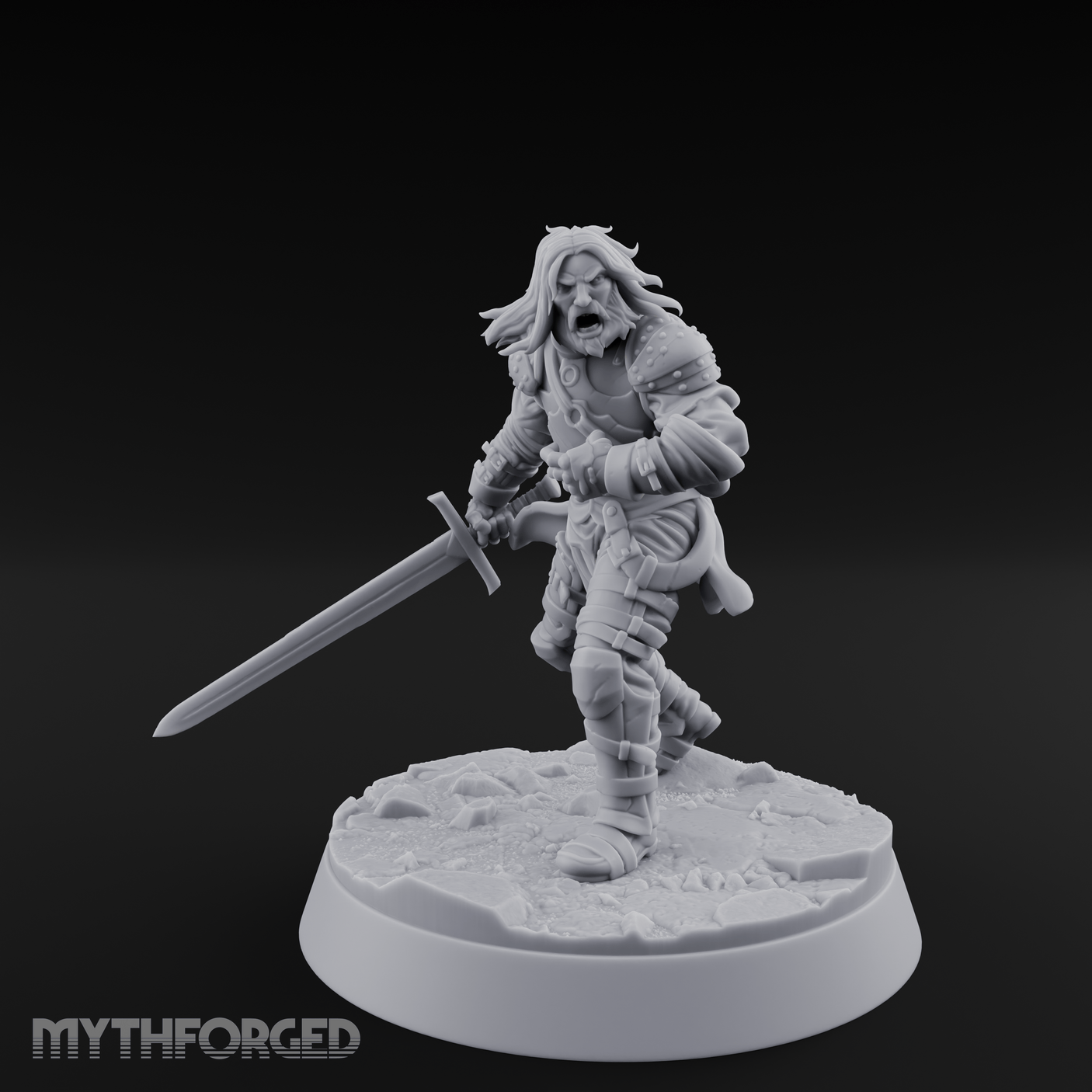 Striding Forward Confident Human Warrior Miniature for Dungeons and Dragons, Pathfinder or other TTRPGs