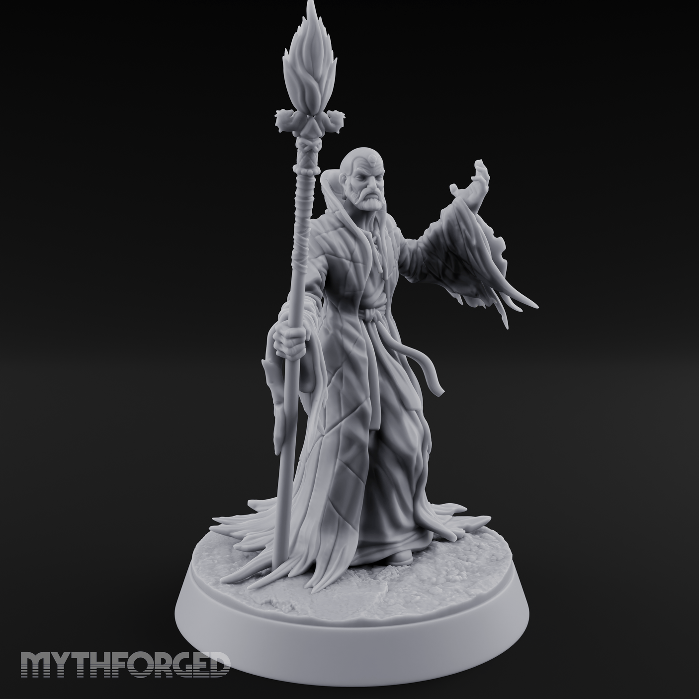 Grand Robed Human Wizard Miniature for Dungeons and Dragons, Pathfinder or other TTRPGs