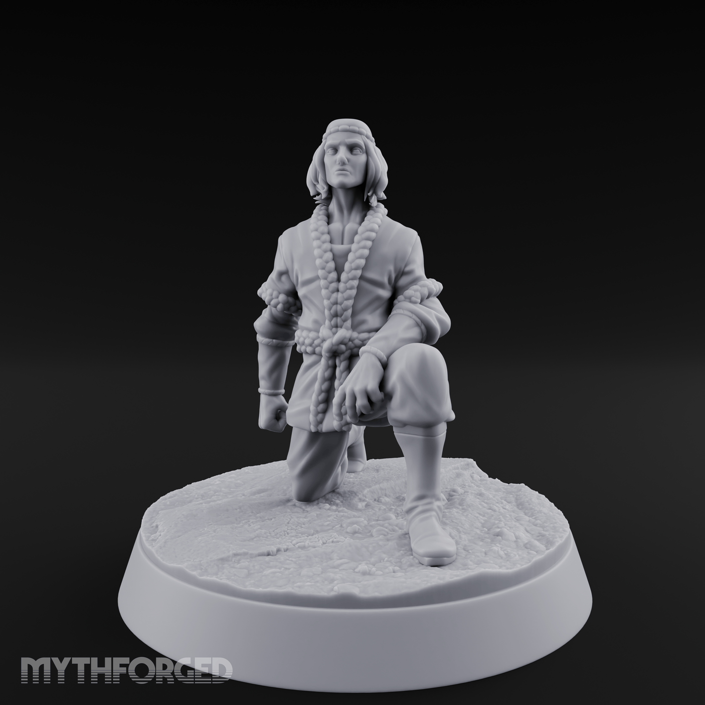 Kneeling In Contemplation Human Noble Miniature for Dungeons and Dragons, Pathfinder or other TTRPGs