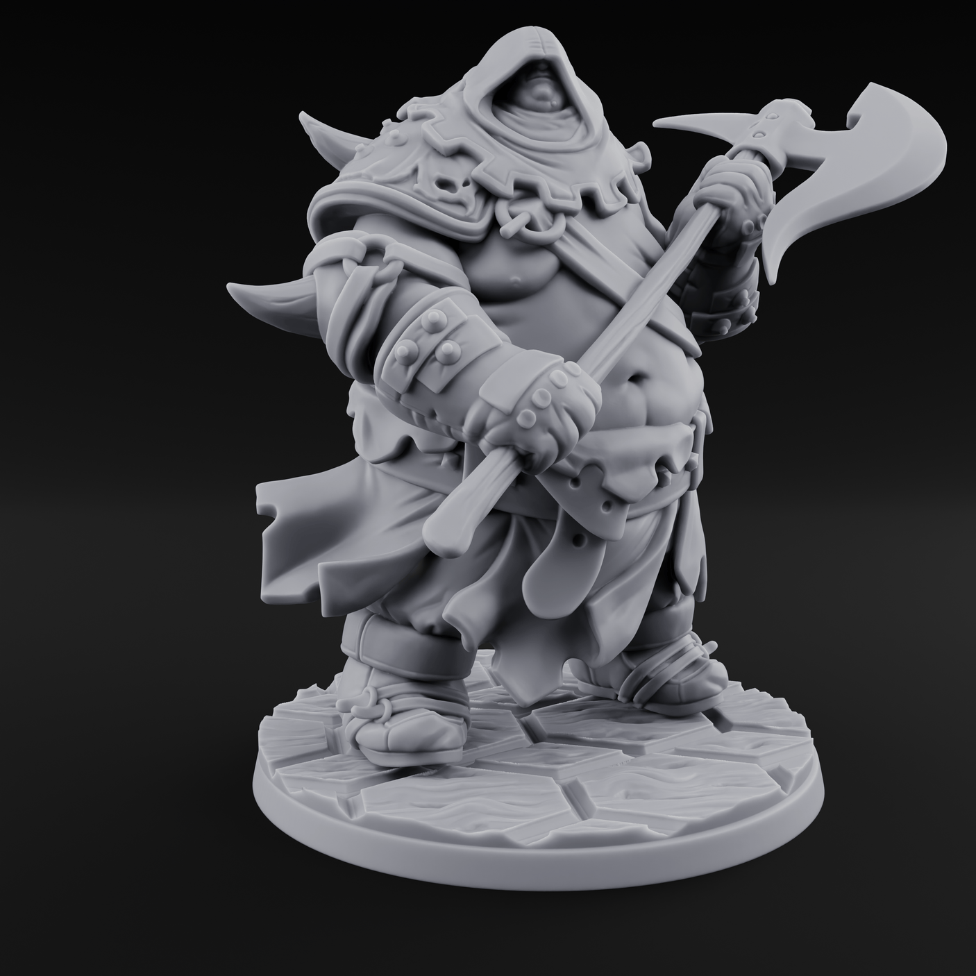 Belly Out Chopping Human Executioner Miniature for Dungeons and Dragons, Pathfinder or other TTRPGs