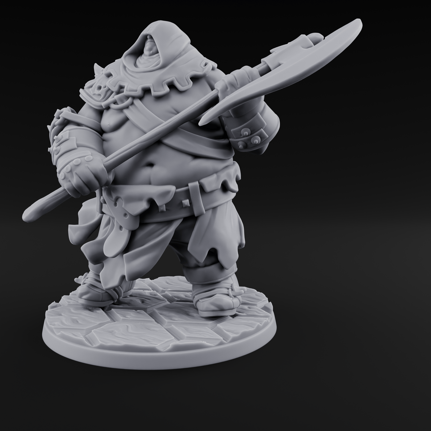 Belly Out Chopping Human Executioner Miniature for Dungeons and Dragons, Pathfinder or other TTRPGs