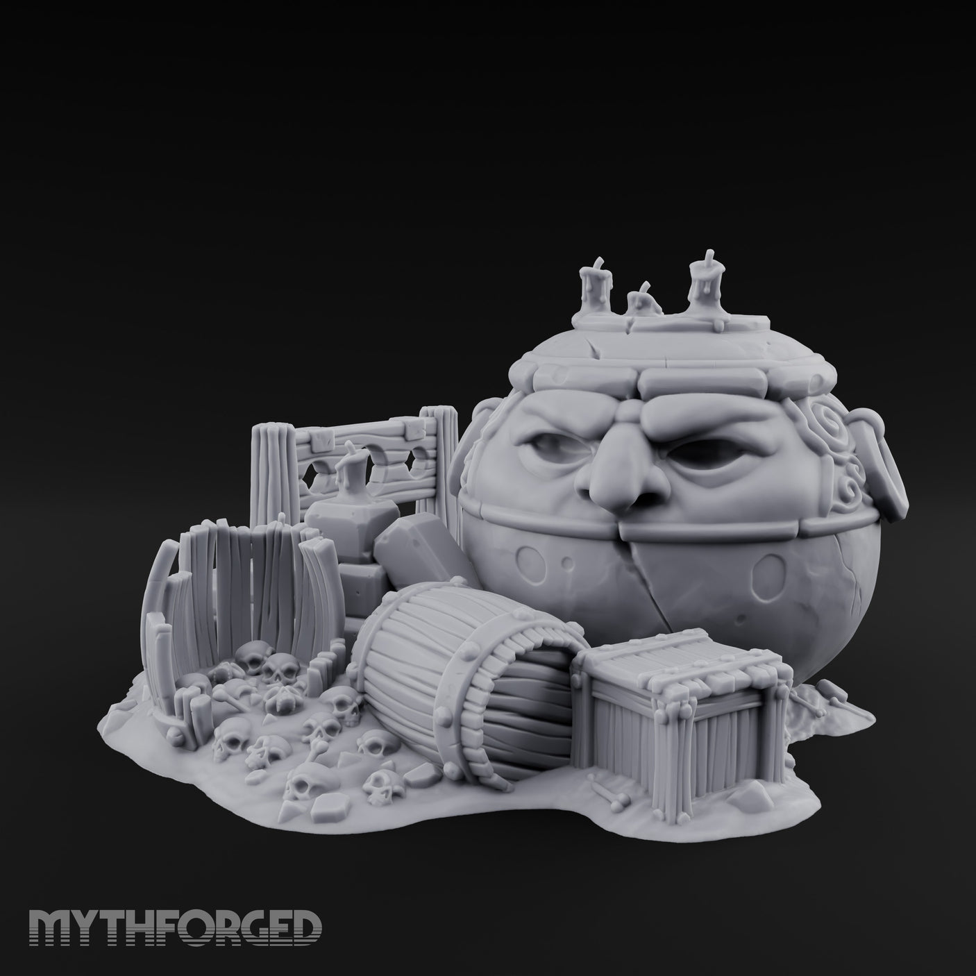 Face-Carved Candle-Topped Barrel Ruins Miniature for Dungeons and Dragons, Pathfinder or other TTRPGs