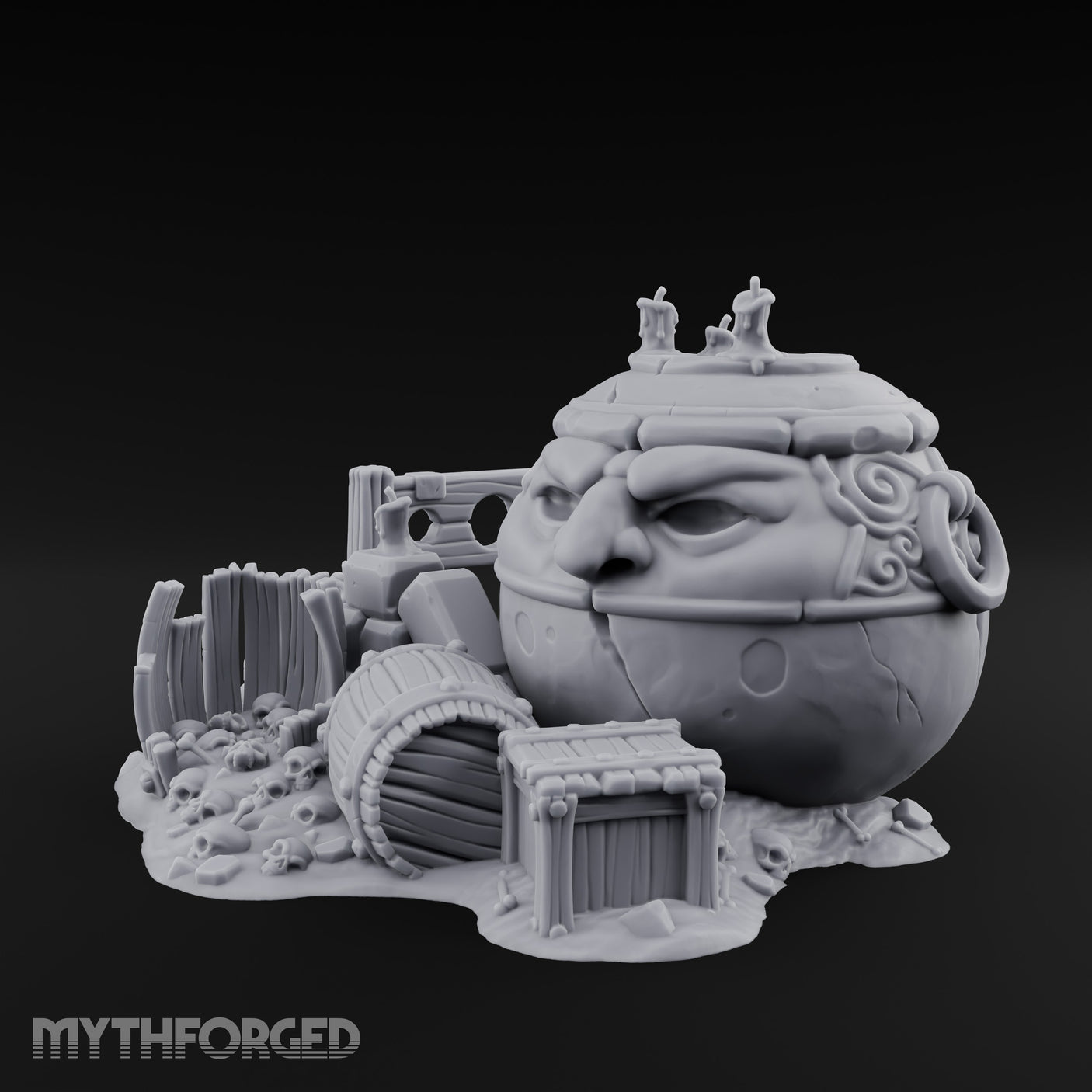 Face-Carved Candle-Topped Barrel Ruins Miniature for Dungeons and Dragons, Pathfinder or other TTRPGs