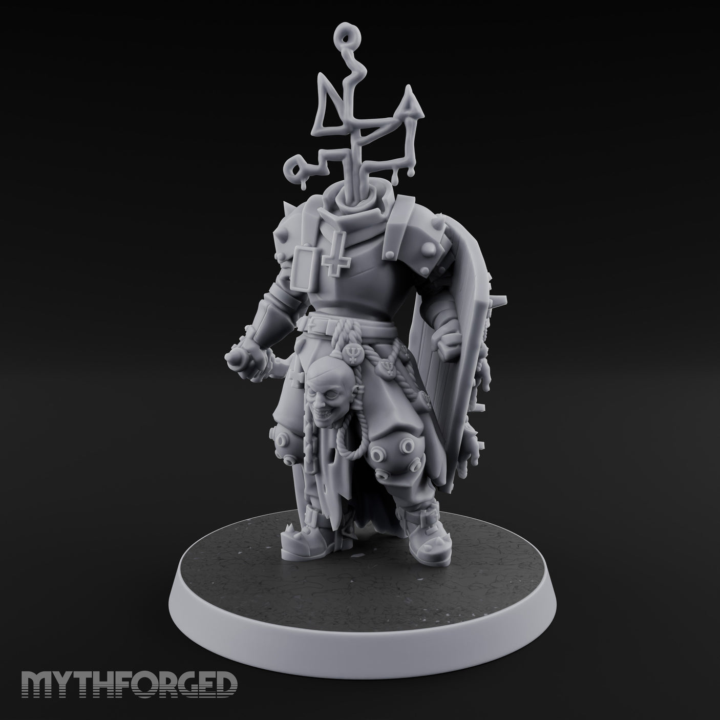 Face Crowned Shield Bearing Human Chorister Miniature for Dungeons and Dragons, Pathfinder or other TTRPGs