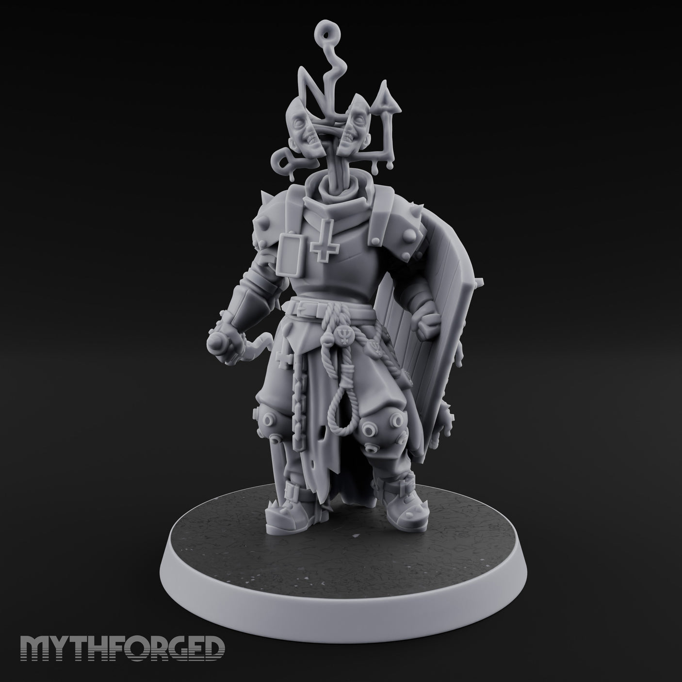 Face Crowned Shield Bearing Human Chorister Miniature for Dungeons and Dragons, Pathfinder or other TTRPGs