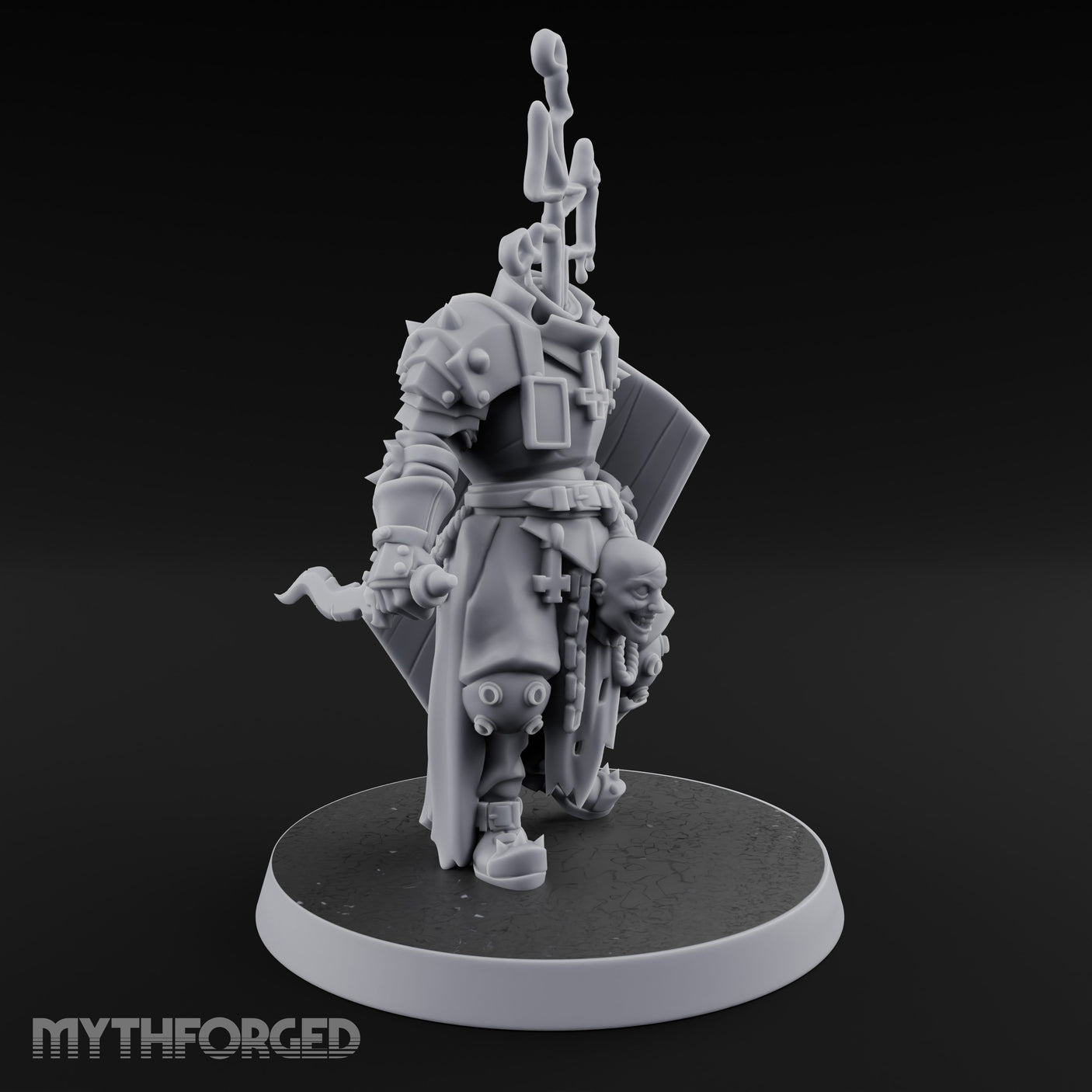 Face Crowned Shield Bearing Human Chorister Miniature for Dungeons and Dragons, Pathfinder or other TTRPGs