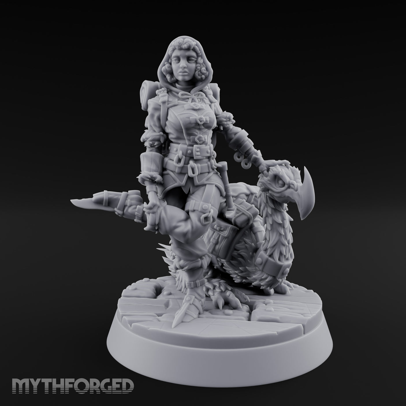 Falcon Toting Human Ranger Miniature for Dungeons and Dragons, Pathfinder or other TTRPGs