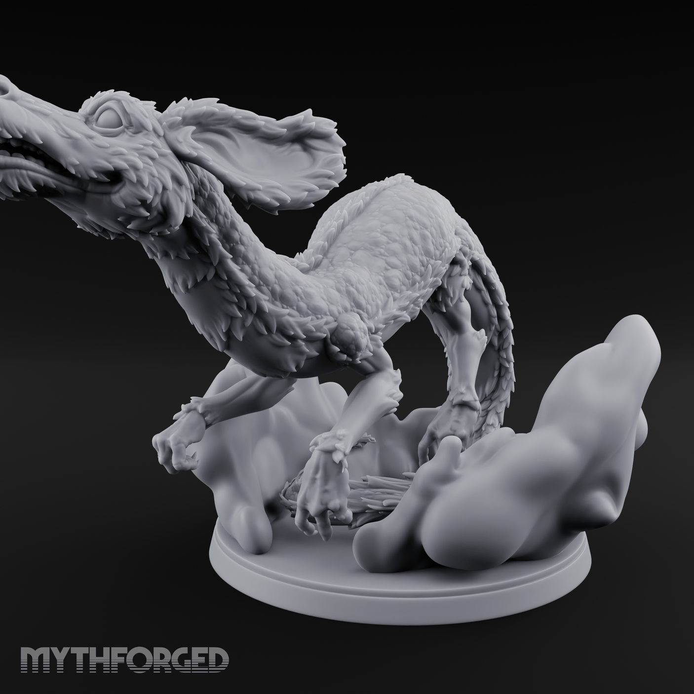 Air Swimming Overgrown Blink Dog Miniature for Dungeons and Dragons, Pathfinder or other TTRPGs