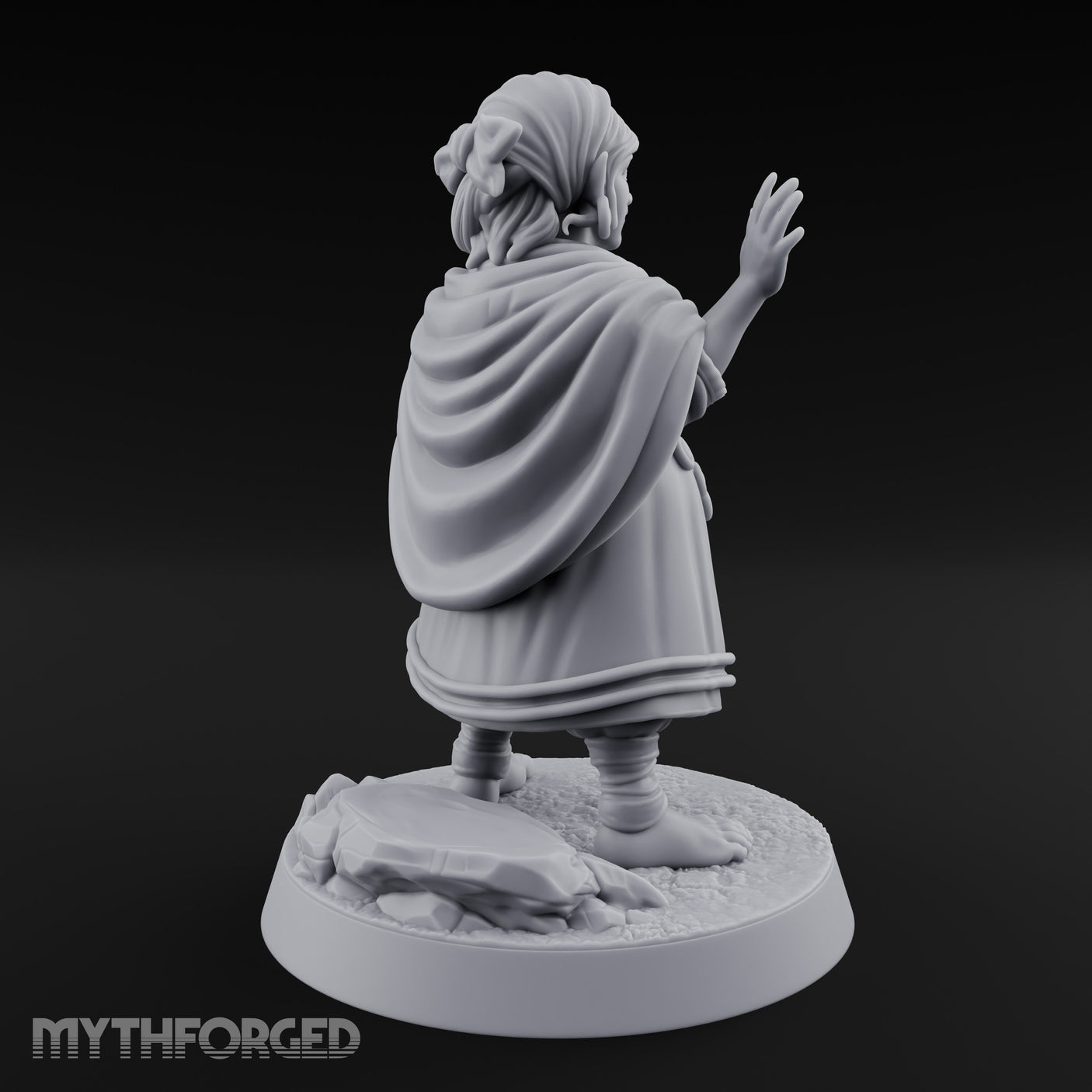 Familiar Clutching Hand Raised Halfling Empath Miniature for Dungeons and Dragons, Pathfinder or other TTRPGs
