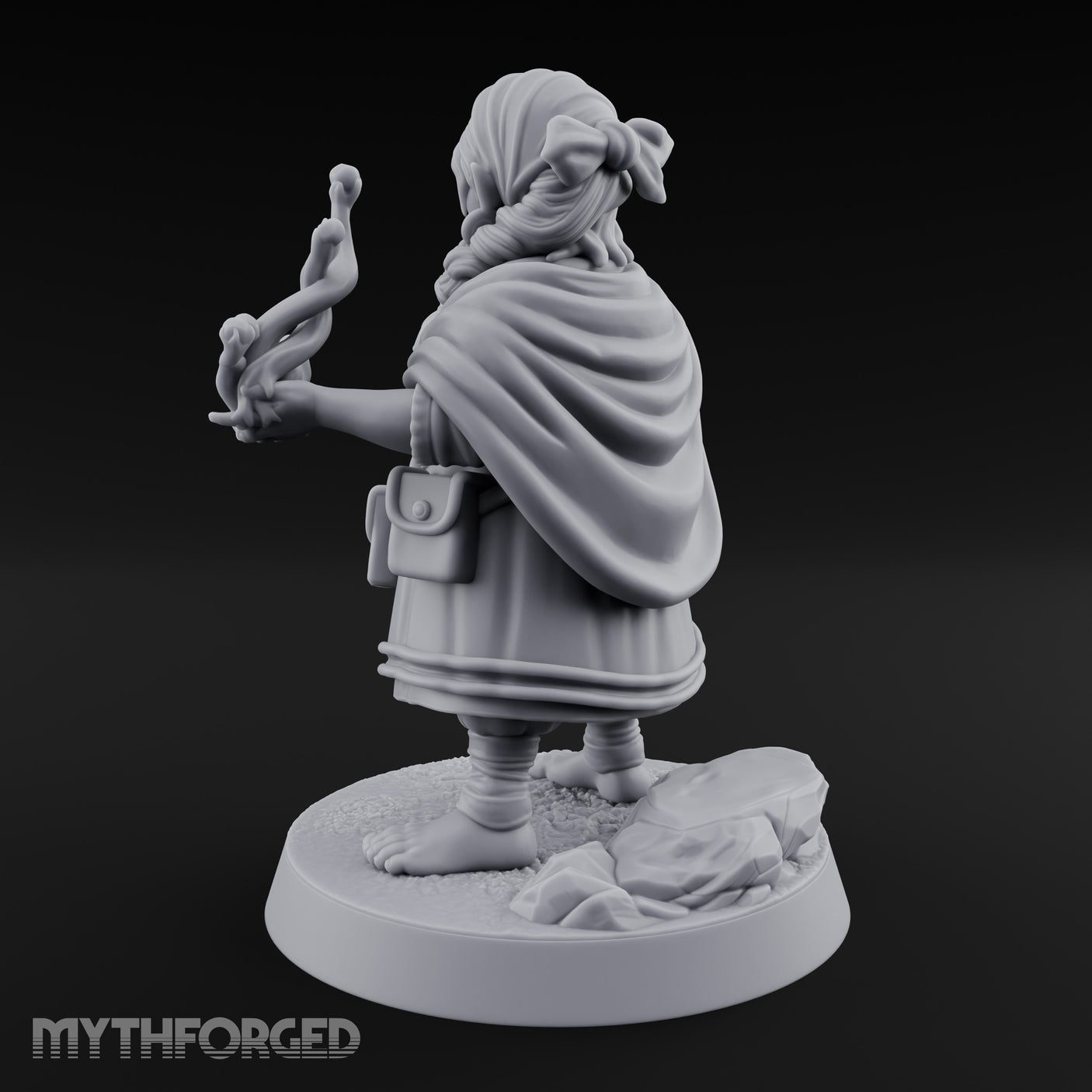 Familiar Clutching Hand Raised Halfling Empath Miniature for Dungeons and Dragons, Pathfinder or other TTRPGs