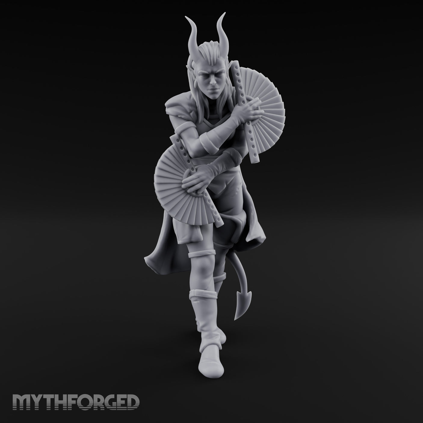 Fan Dancing Tiefling Bard Miniature for Dungeons and Dragons, Pathfinder or other TTRPGs