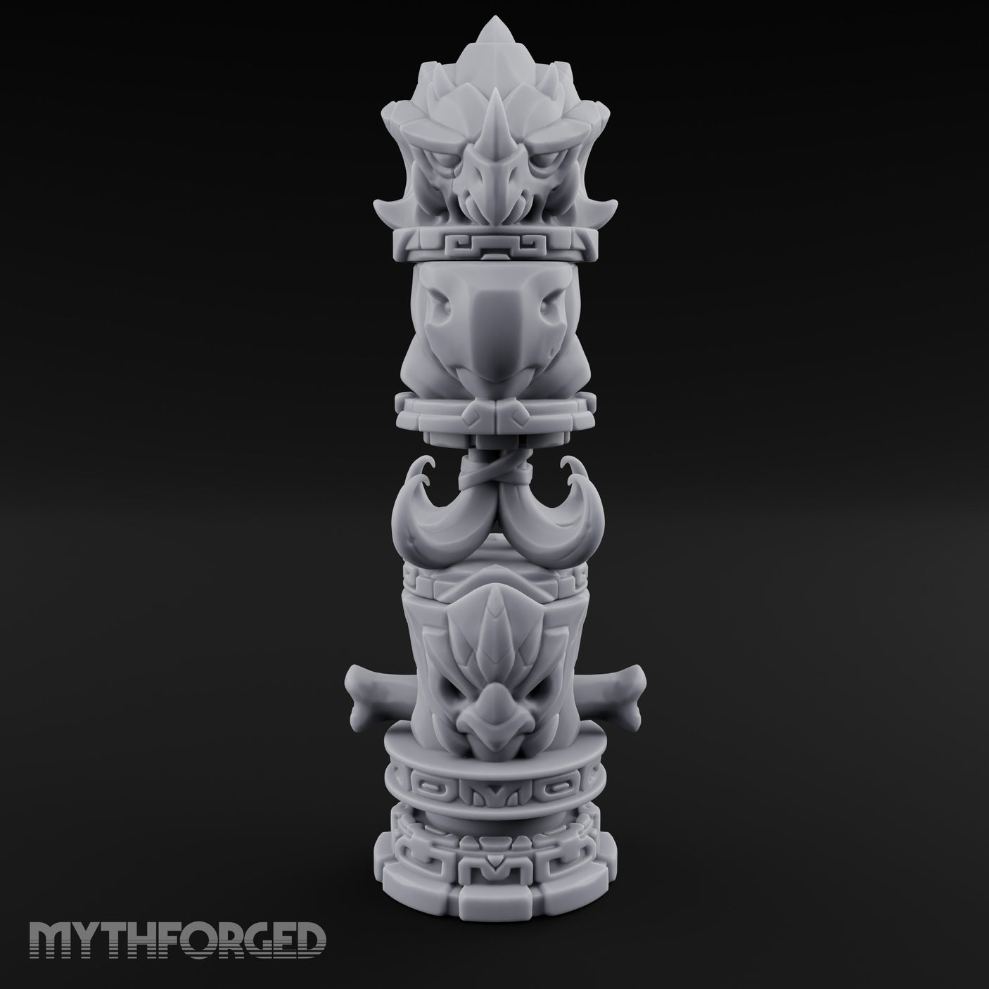 Fang-Crowned Rune-Banded Beast Totem Idol Miniature for Dungeons and Dragons, Pathfinder or other TTRPGs