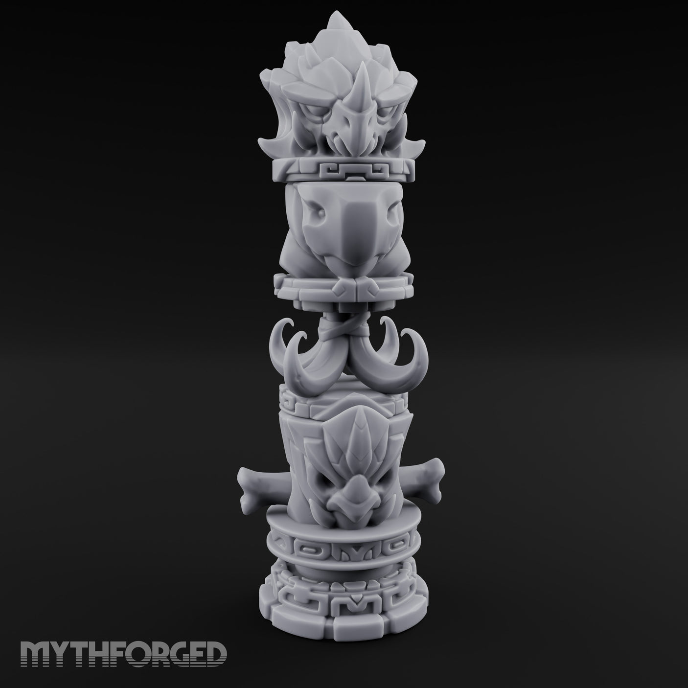 Fang-Crowned Rune-Banded Beast Totem Idol Miniature for Dungeons and Dragons, Pathfinder or other TTRPGs