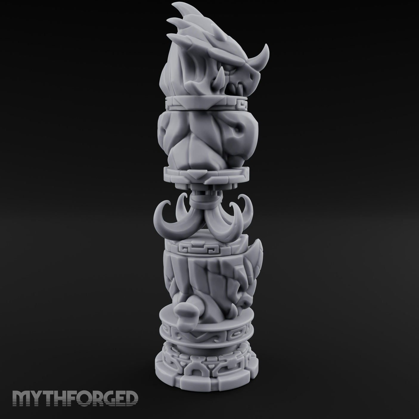 Fang-Crowned Rune-Banded Beast Totem Idol Miniature for Dungeons and Dragons, Pathfinder or other TTRPGs
