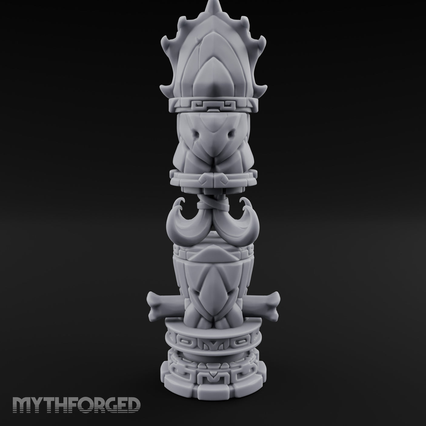 Fang-Crowned Rune-Banded Beast Totem Idol Miniature for Dungeons and Dragons, Pathfinder or other TTRPGs