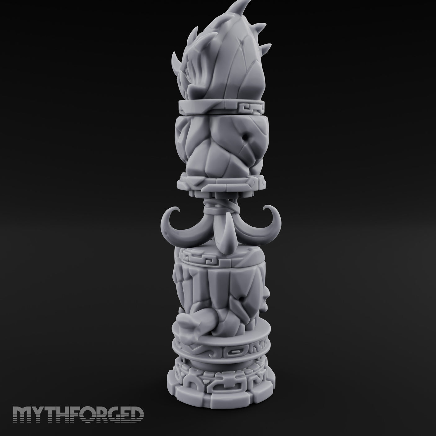 Fang-Crowned Rune-Banded Beast Totem Idol Miniature for Dungeons and Dragons, Pathfinder or other TTRPGs