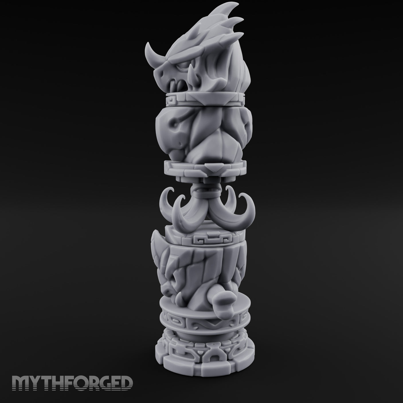 Fang-Crowned Rune-Banded Beast Totem Idol Miniature for Dungeons and Dragons, Pathfinder or other TTRPGs