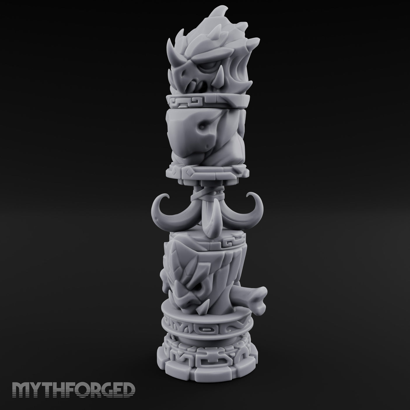 Fang-Crowned Rune-Banded Beast Totem Idol Miniature for Dungeons and Dragons, Pathfinder or other TTRPGs