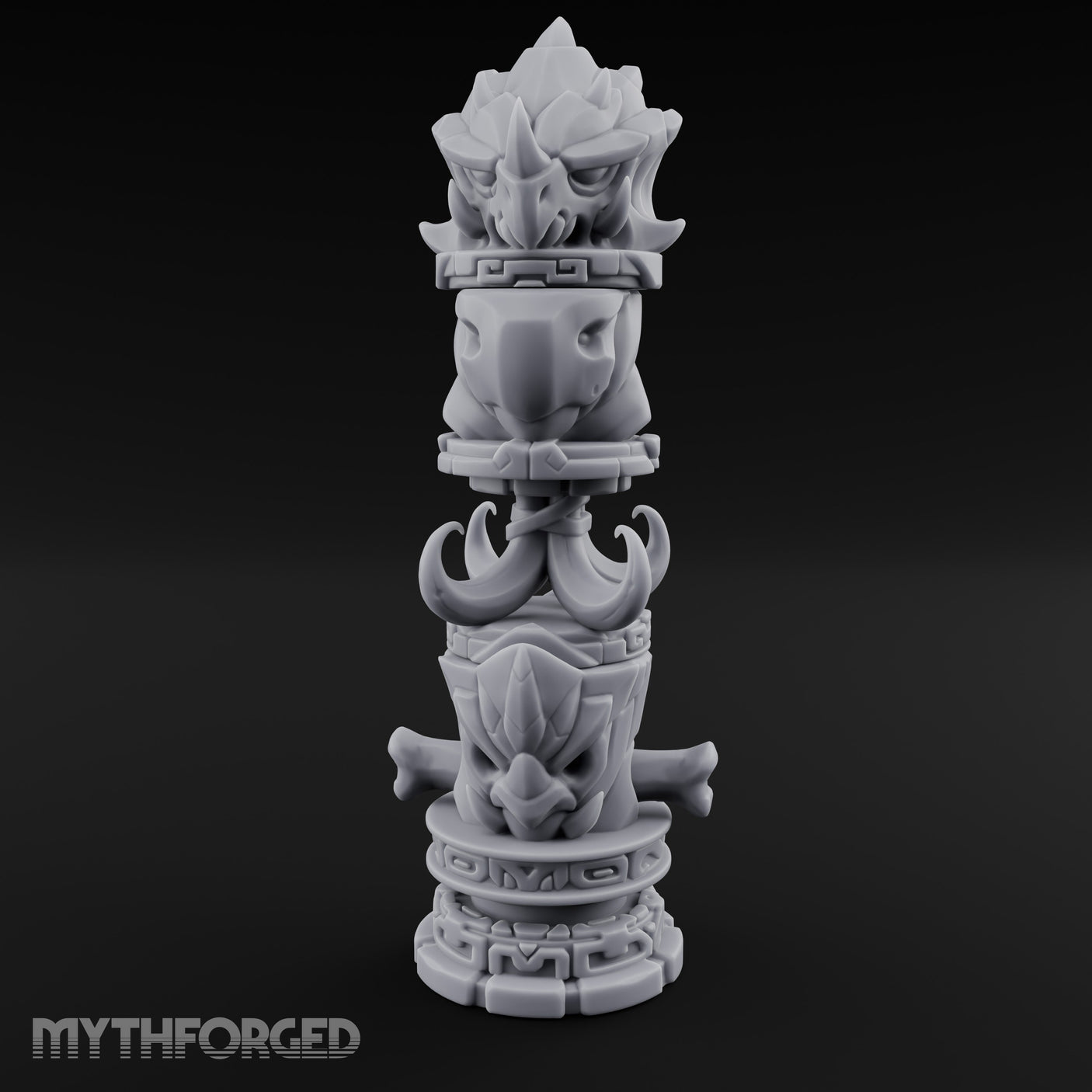 Fang-Crowned Rune-Banded Beast Totem Idol Miniature for Dungeons and Dragons, Pathfinder or other TTRPGs