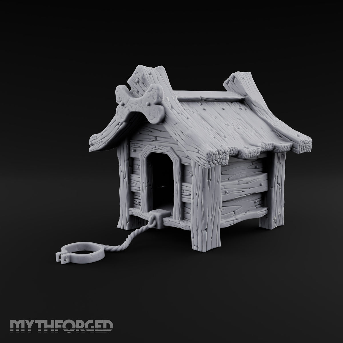 Chain Just Long Enough Wooden Farm Doghouse