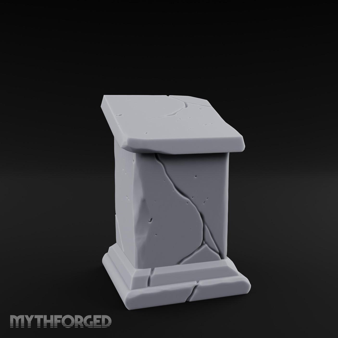 Fault-Split Base-Stepped Stone Lectern Book Rest Miniature for Dungeons and Dragons, Pathfinder or other TTRPGs