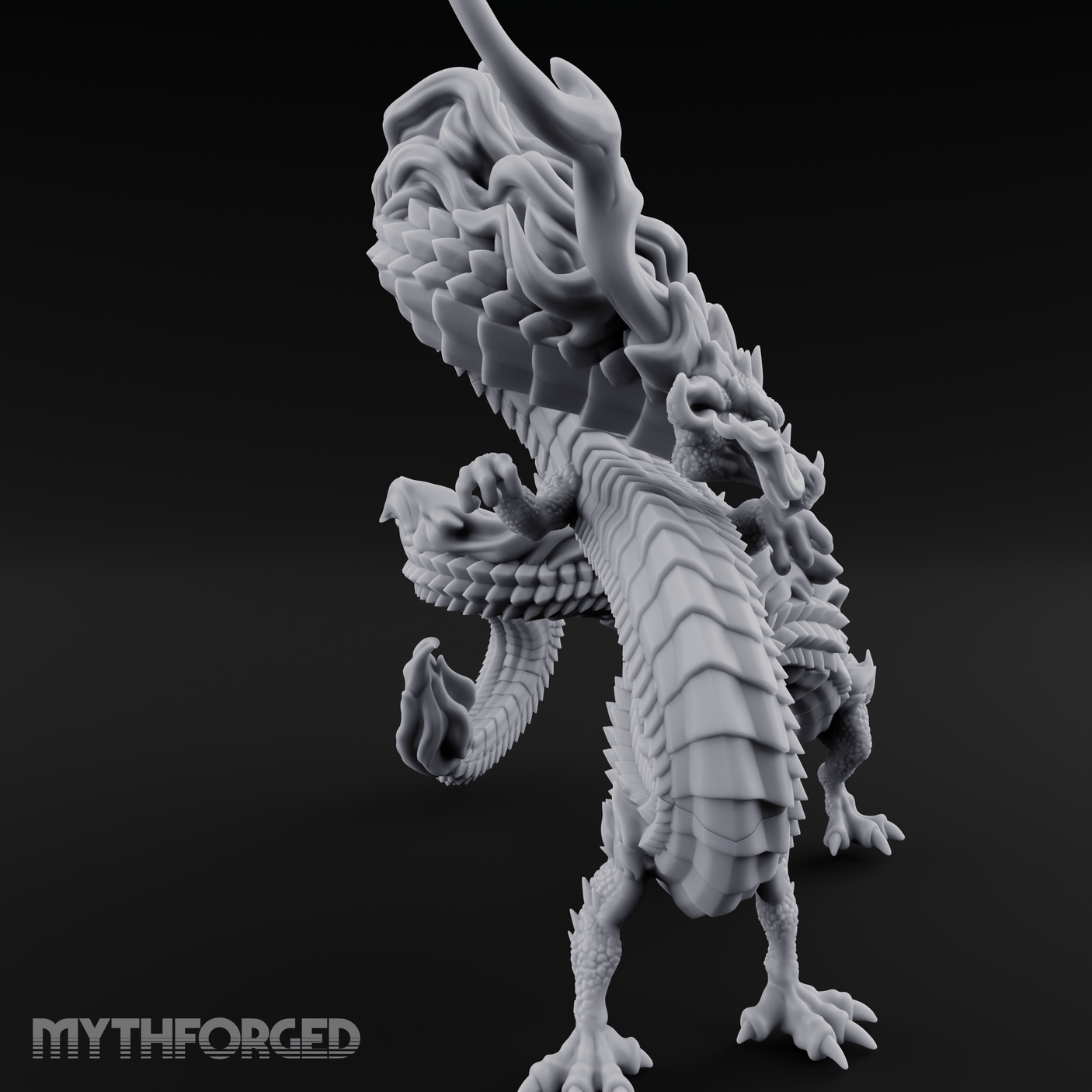 Coiling In Repose Lung Dragon Miniature for Dungeons and Dragons, Pathfinder or other TTRPGs